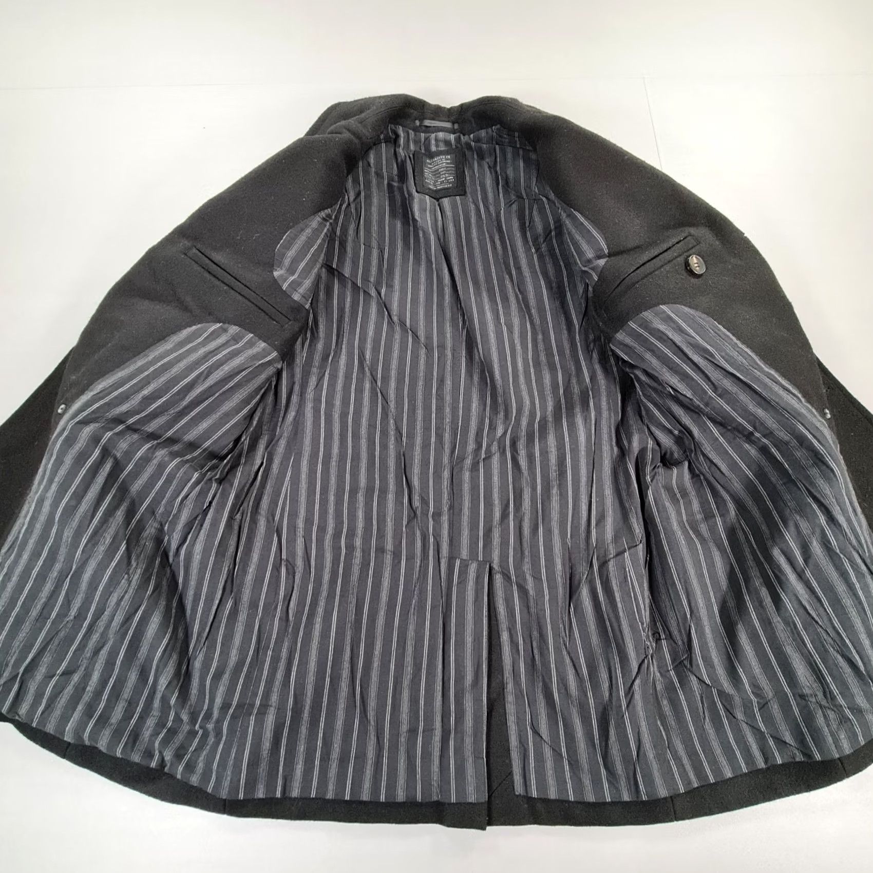 Allsaints AllSaints Mens Coat Black 40 Torrent Wool Double Breasted Peacoat Coat Mens Wool Black 40 AllSaints Size US XXS / EU 40 - 6 Thumbnail