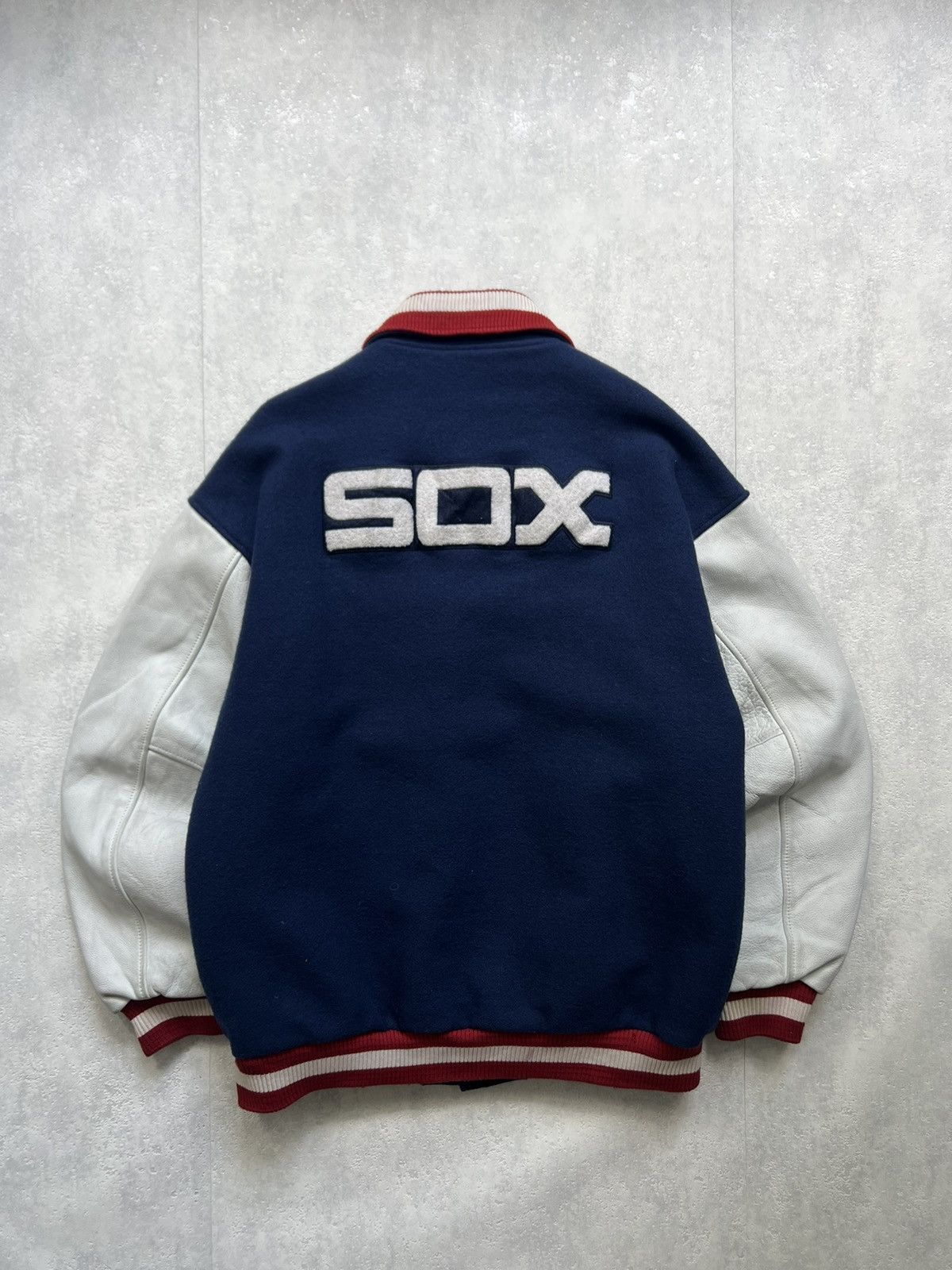 Nike 00's NIKE SOX EXTREMLY RARE VARSITY HEAVE BOMBER JACKET Size US L / EU 52-54 / 3 - 2 Thumbnail
