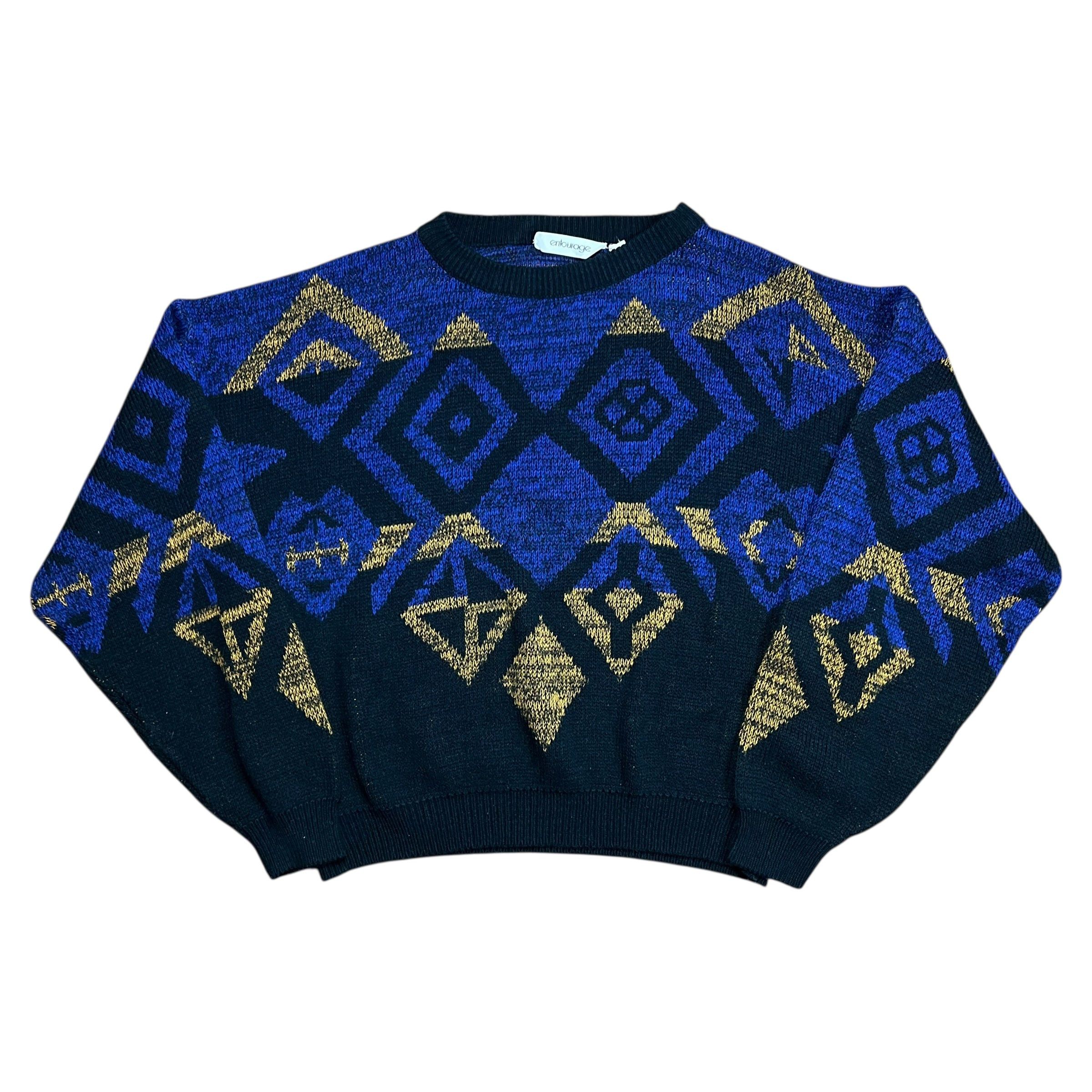 Vintage Entourage Black & Purple Diamond Knit Sweater - L Size US L / EU 52-54 / 3 - 1 Thumbnail