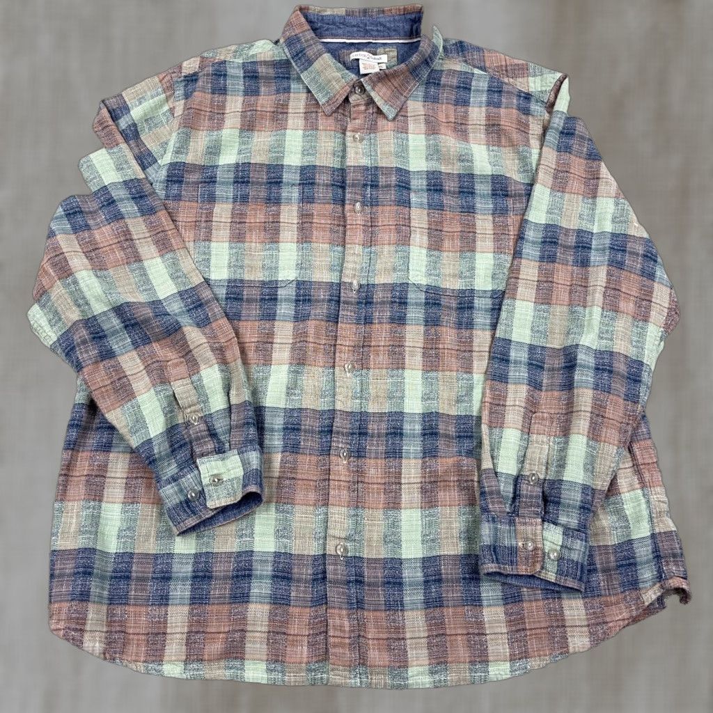 Carbon2Cobalt Carbon 2 Cobalt Shirt Men XL Multicolor Blue Green Striped Plaid Flannel Button-Up Size US XL / EU 56 / 4 - 1 Thumbnail