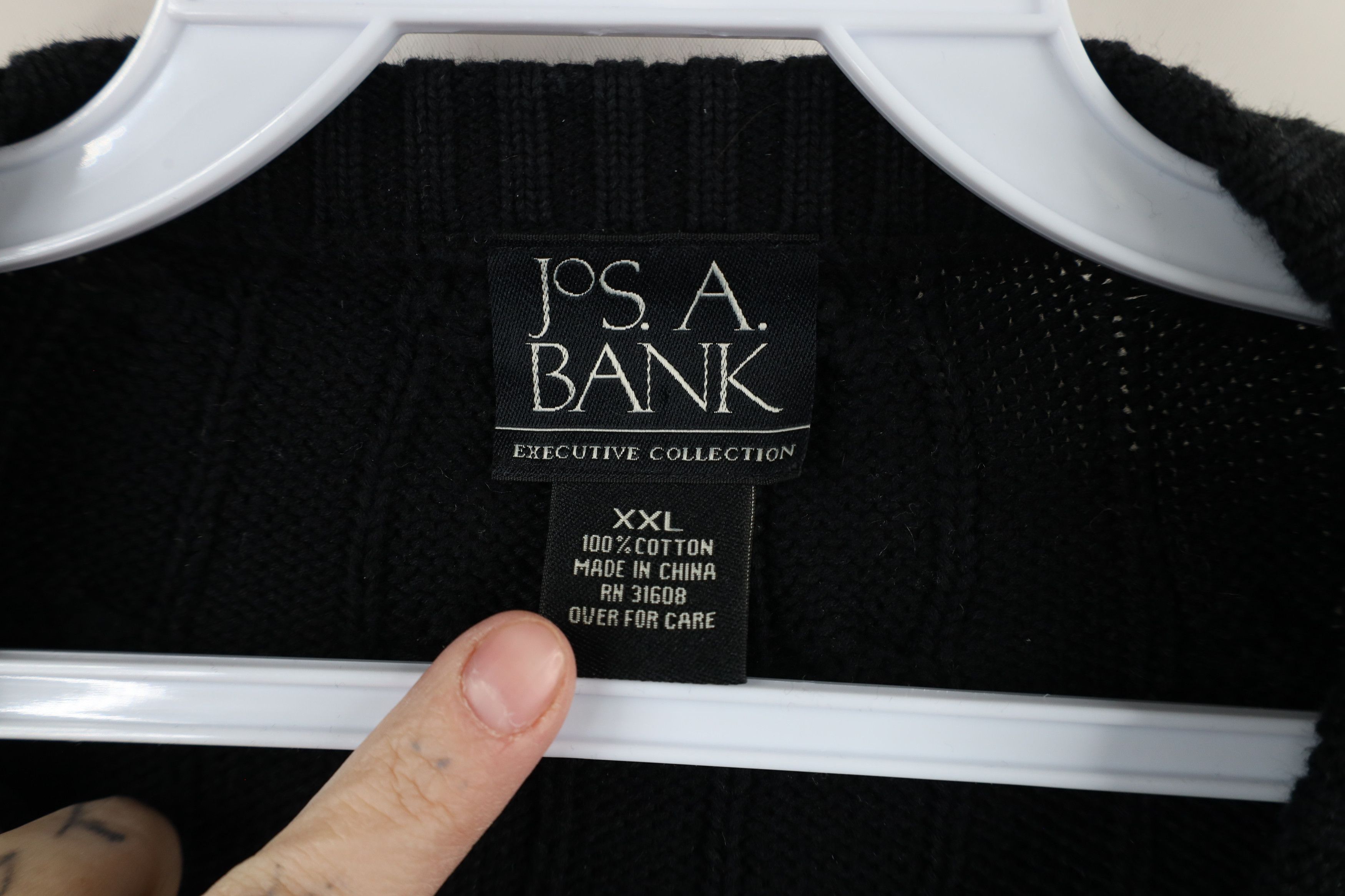 Jos. A. Bank × Vintage Vintage Jos A Bank Cotton Chunky Cable Knit Sweater Black Size US XXL / EU 58 / 5 - 5 Thumbnail