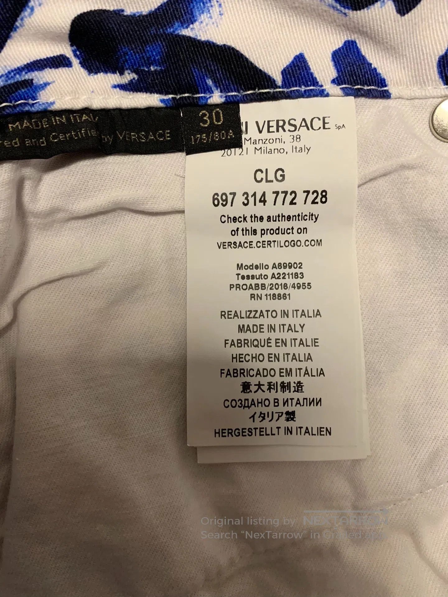 Versace Versace Men's Blue White Print Jeans. Size US 30 / EU 46 - 6 Thumbnail