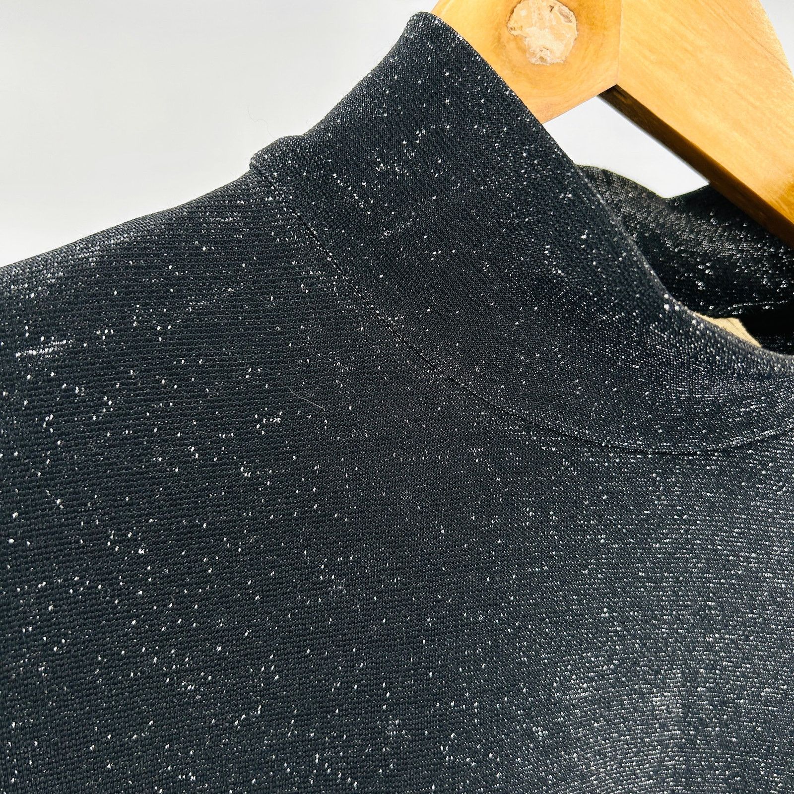 Double D Ranch Vintage 90s Black Glitter Mock Neck Long Sleeve Top Size M / US 6-8 / IT 42-44 - 2 Thumbnail