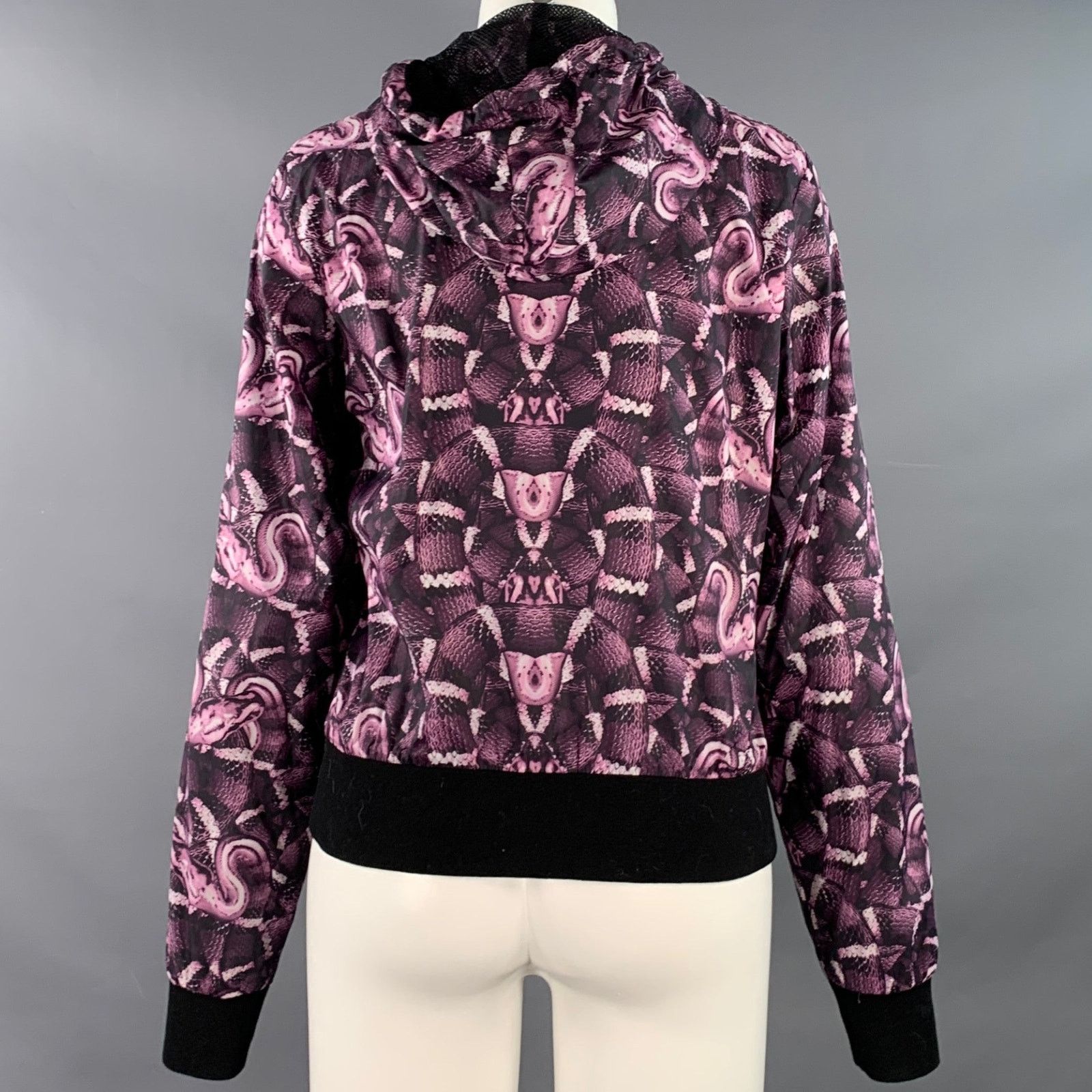 Marcelo Burlon S Black Purple Polyamide Snake Print Hooded Rain Jacket Size S / US 4 / IT 40 - 4 Thumbnail