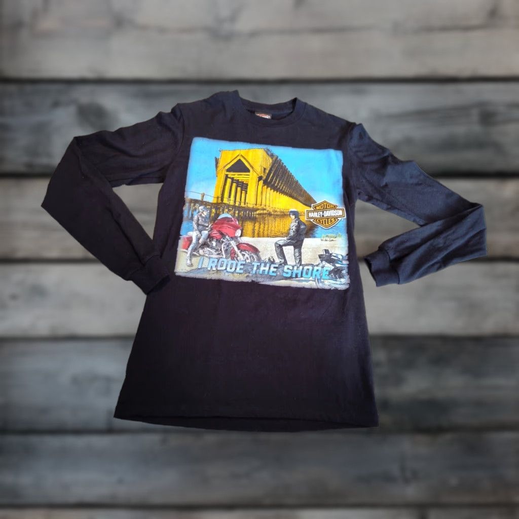 Harley Davidson Harley-Davidson Men's T-Shirt Long Sleeve Black Cotton Biker Motorcycle Vintage 90s S Size US S / EU 44-46 / 1 - 1 Thumbnail