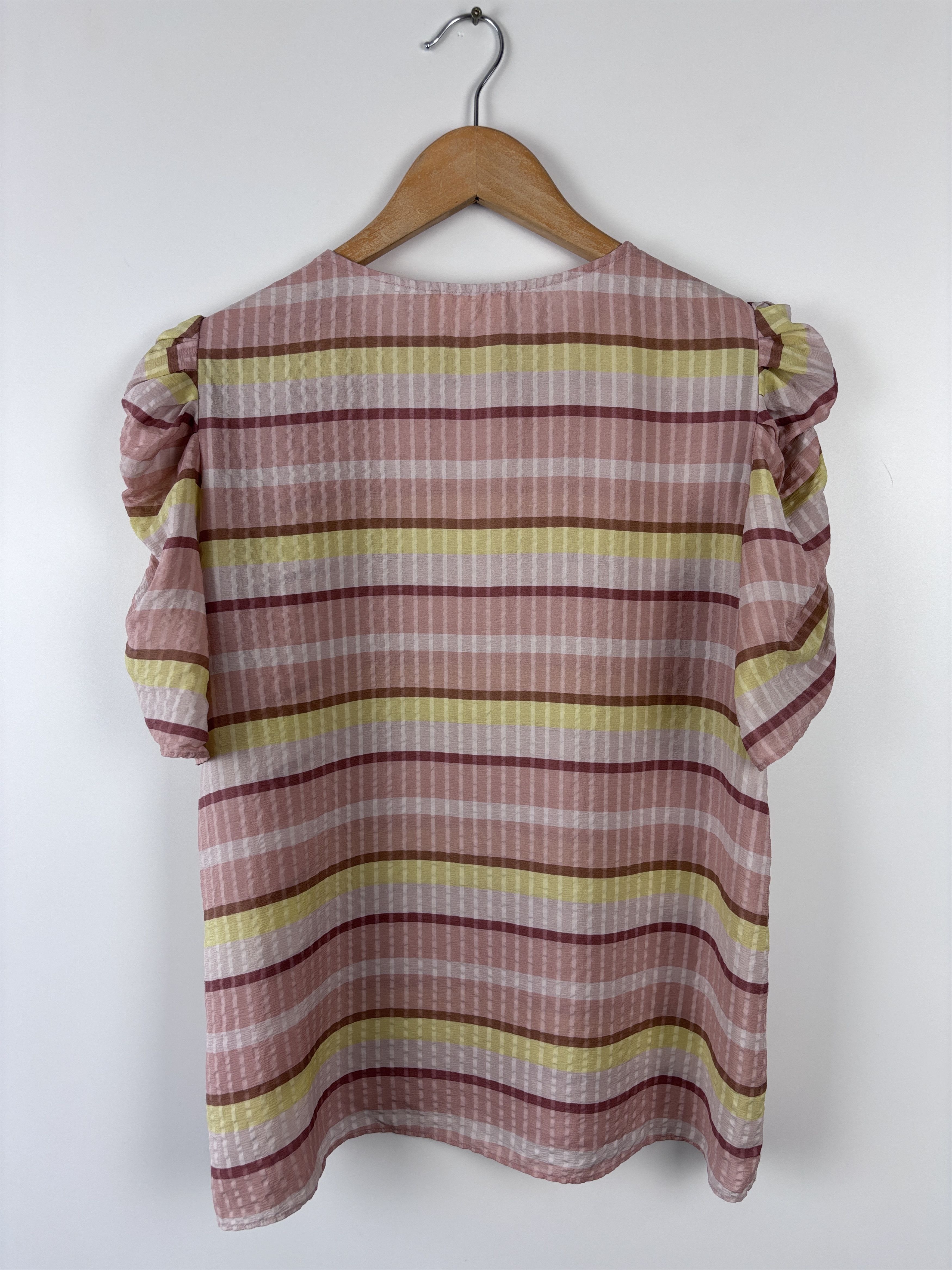 Sezane Sezane Coralie Silk Top Blouse Striped Pink Yellow Size 36 Size S / US 4 / IT 40 - 7 Thumbnail