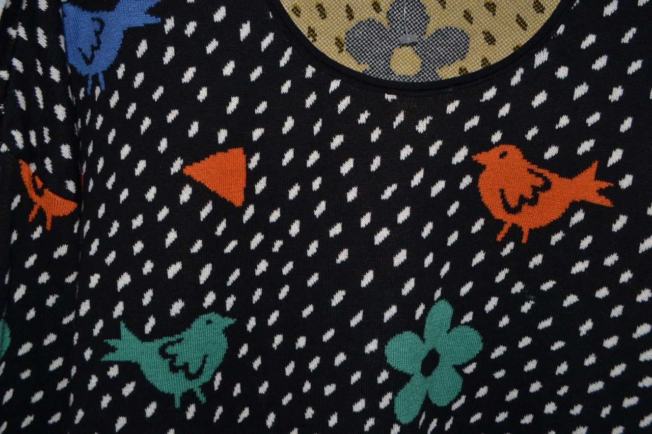 Designer × Desigual Gudrun Sjoden Black White Colorful Bird Pullover Sweater Size L / US 10 / IT 46 - 4 Thumbnail
