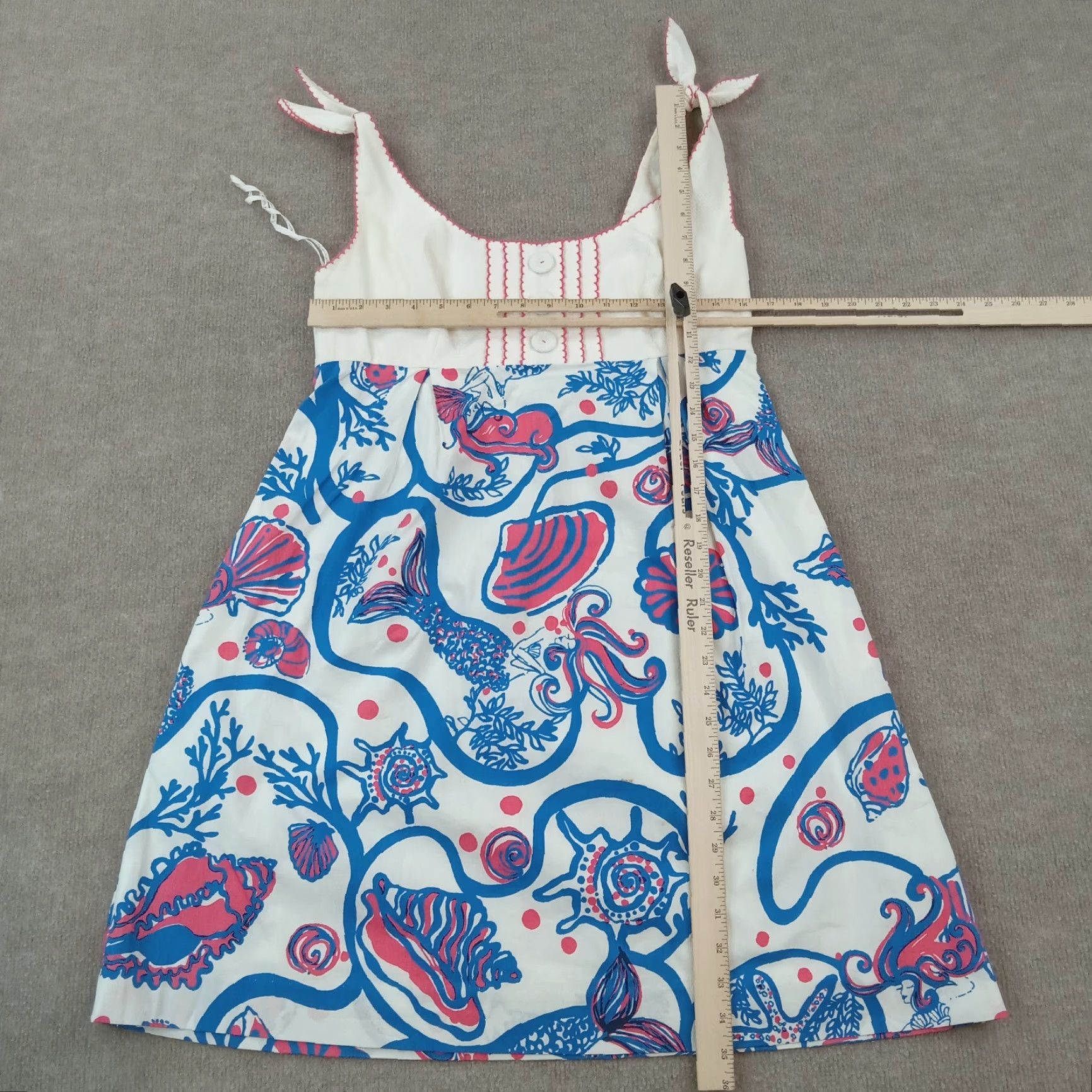 Lilly Pulitzer Lilly Pulitzer Dress Womens Sundress Size 8 Blue White Mermaid Shells Sleeveless Size M / US 6-8 / IT 42-44 - 2 Thumbnail
