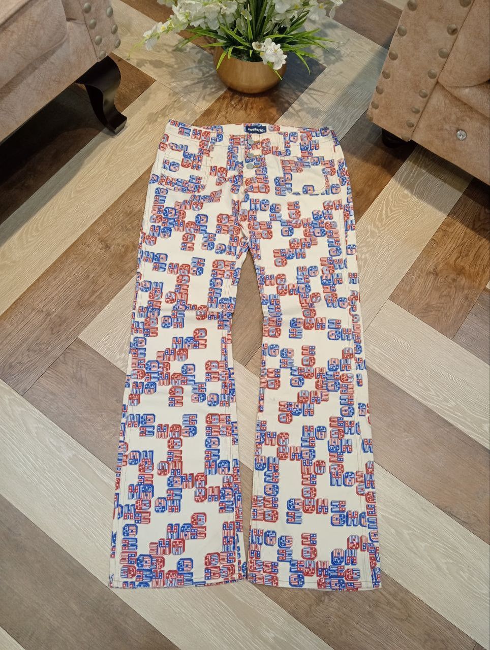 Hysteric Glamour RARE HYSTERIC GLAMOUR VINTAGE LOGO PRINT FLARED PANTS Size US 32 / EU 48 - 1 Thumbnail