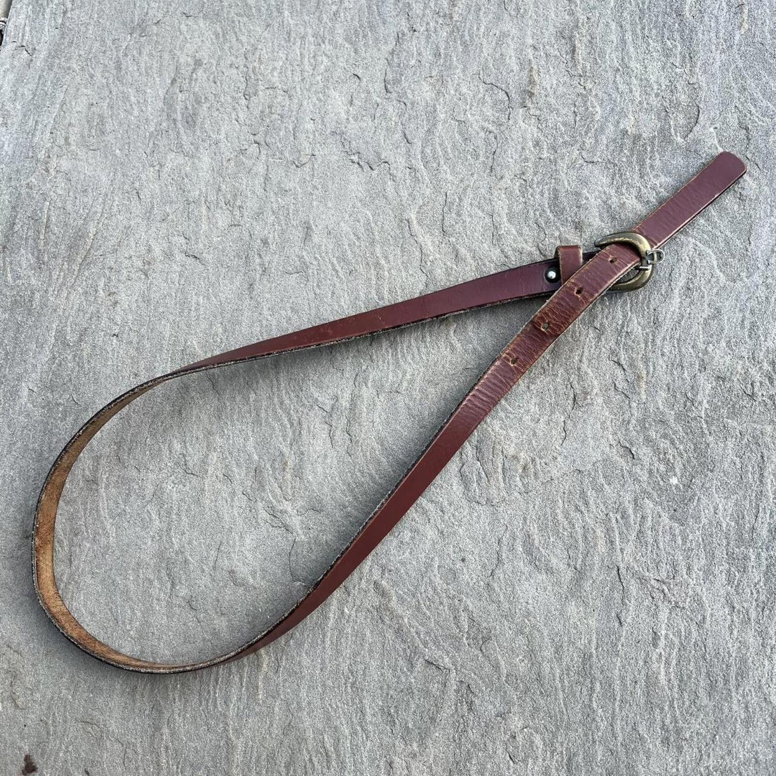 Etienne Aigner Vintage 90s Dark Brown Oil Tanned Leather Designer Belt Size ONE SIZE - 1 Thumbnail