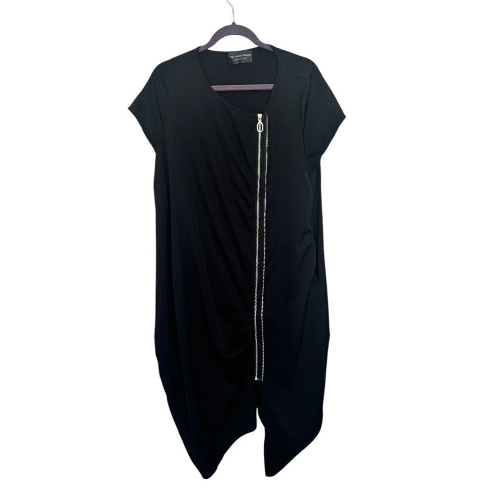 Other Stella Marina Collezione black asymmetrical zipper dress Size M / US 6-8 / IT 42-44 - 2 Thumbnail