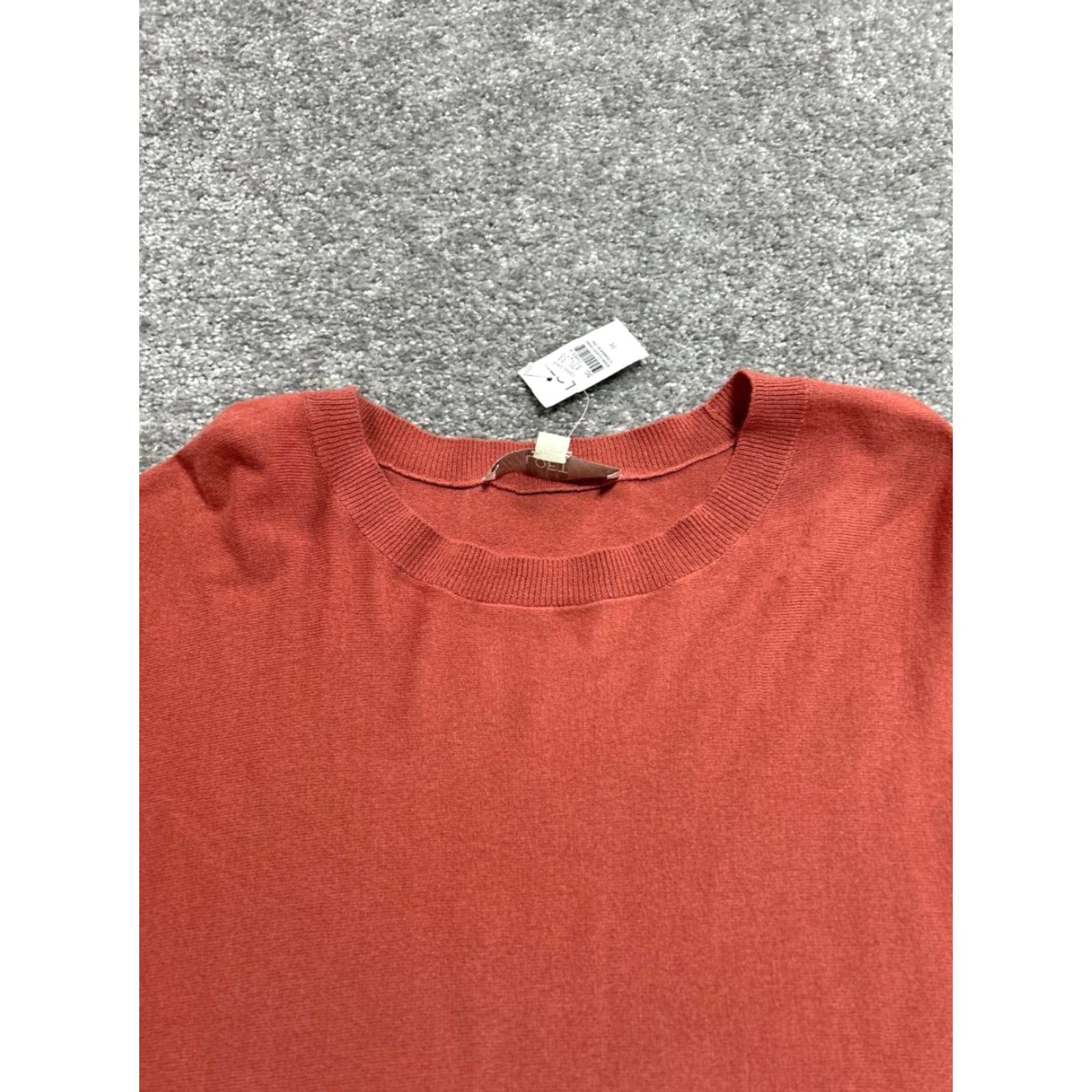 Loft LOFT Sweater Womens M Orange Rayon Knit Crew Neck Long Sleeve Down Shoulder Pullover Casual Fall Winter Modern, Regular Fit, Classic Theme, 50s? Size M / US 6-8 / IT 42-44 - 3 Thumbnail