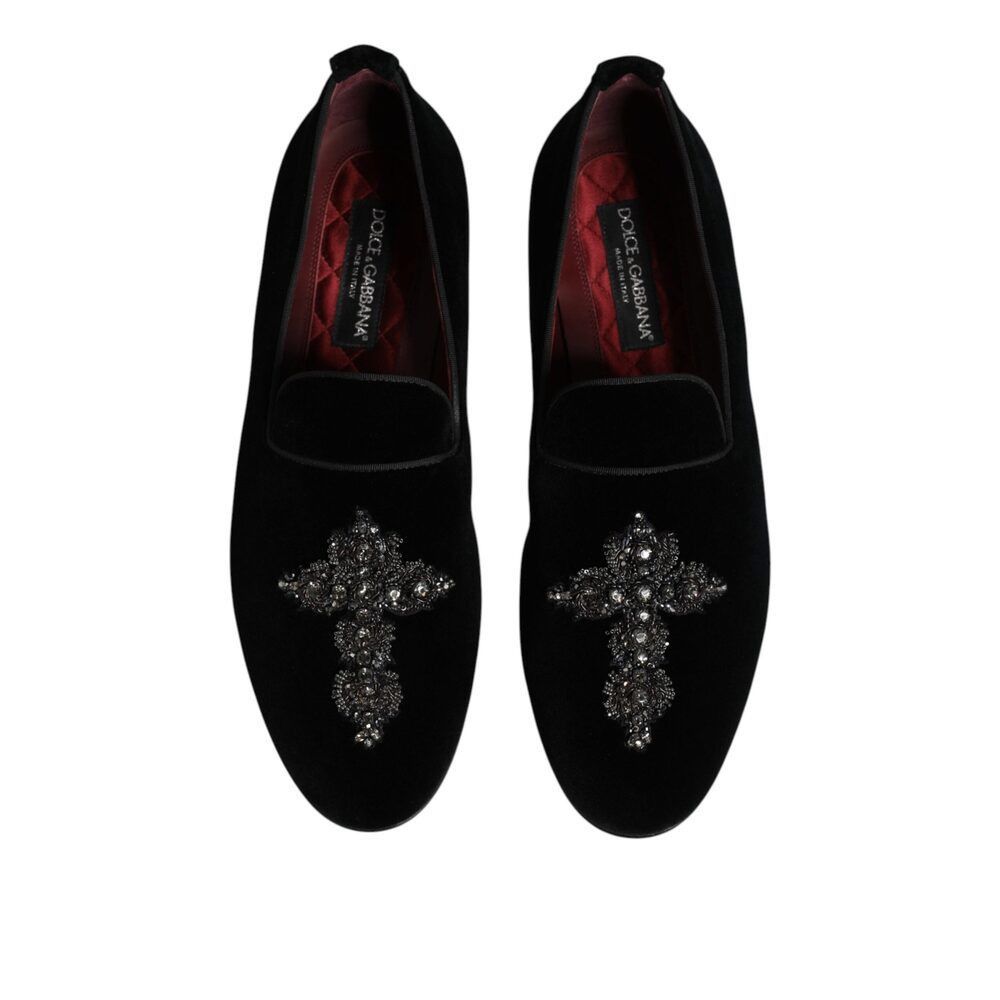 Dolce & Gabbana Dolce & Gabbana Black Velvet Embellished Loafer Slip On Shoe Size US 10 / EU 43 - 3 Thumbnail