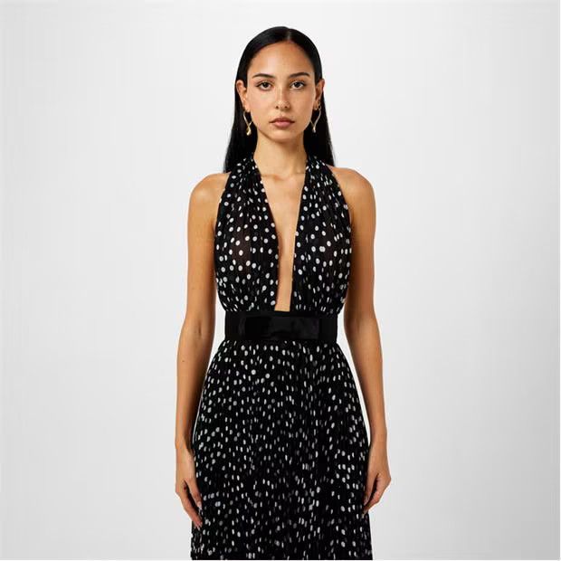 Dolce & Gabbana o1g2r1mq1024 Polka Dot Plunge Dresses in Black & White Size M / US 6-8 / IT 42-44 - 4 Thumbnail