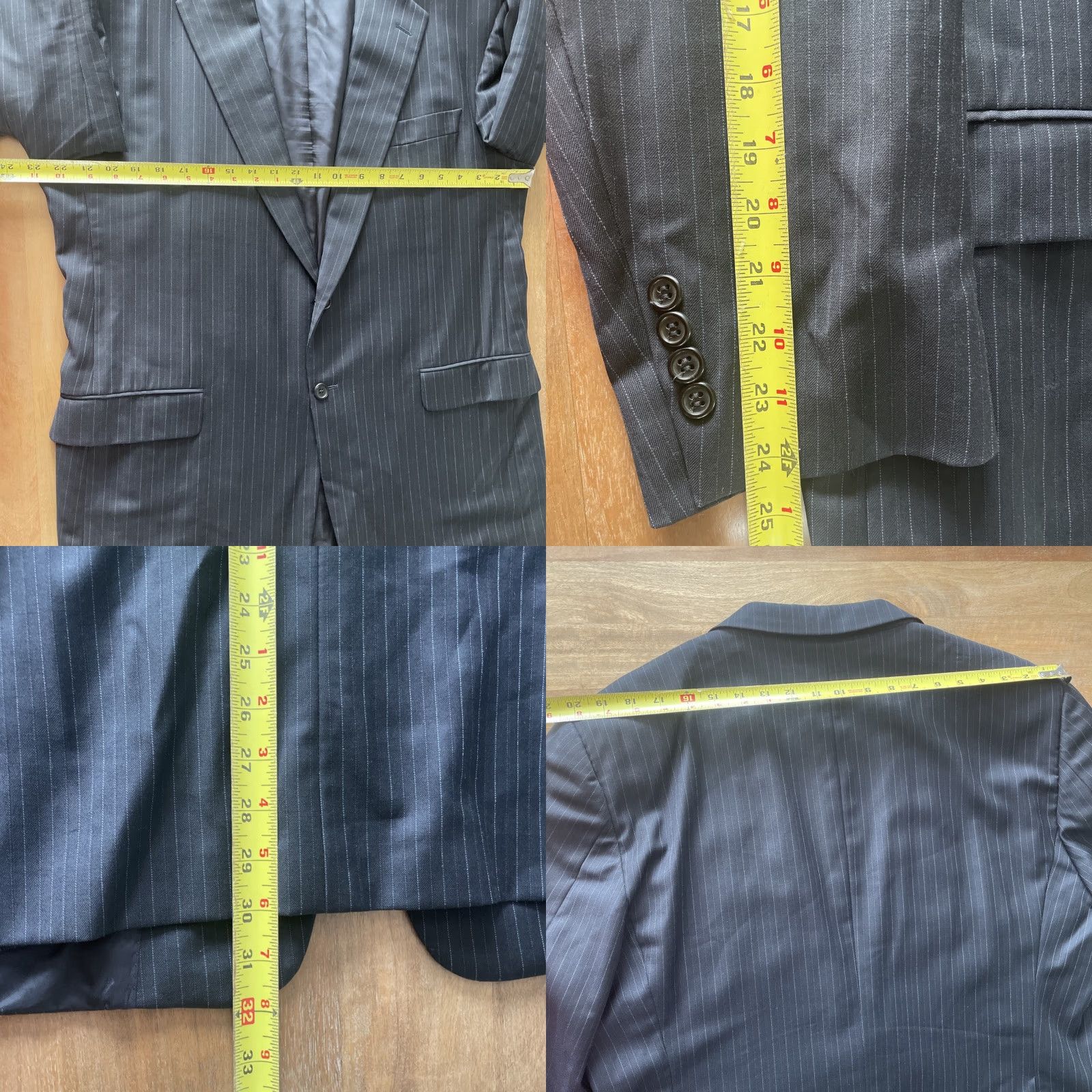 Vintage VINTAGE Hickey Freeman Black Pinstripe Sport Jacket Coat Mens 44R Blazer USA Size 44R - 8 Thumbnail