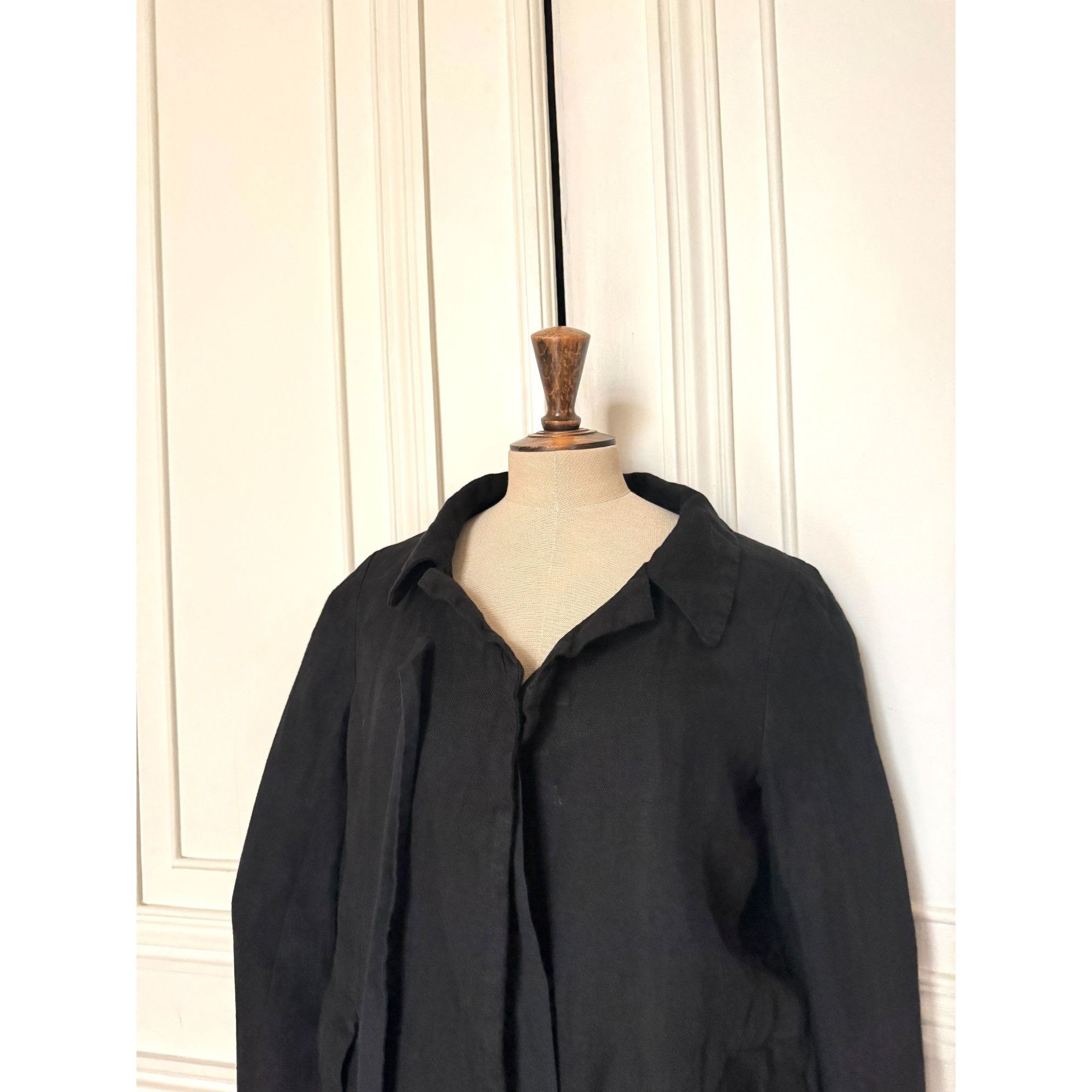 Comme des Garcons Women's Black Linen Coat Size S / US 4 / IT 40 - 2 Thumbnail