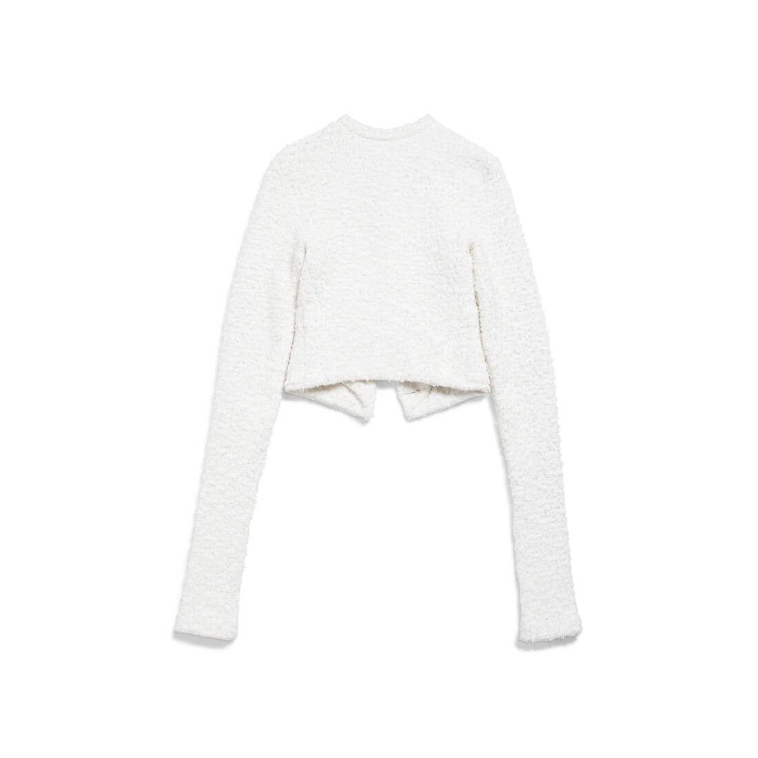 Balenciaga o1s1wg110126 Cropped Cardigan in White Size L / US 10 / IT 46 - 6 Thumbnail