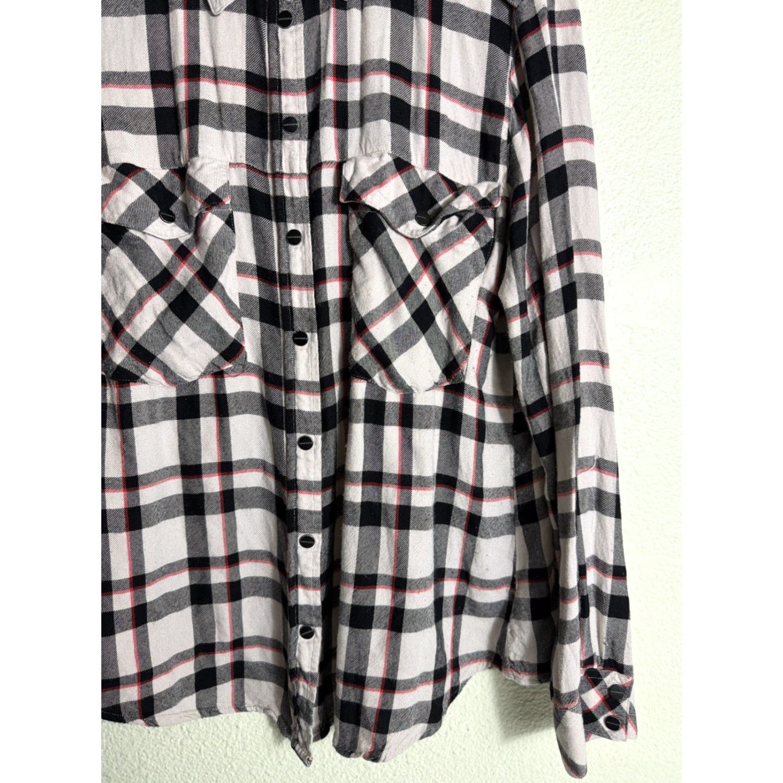 Sanctuary Sanctuary Women’s Medium Long Sleeve Snap Button Shirt Plaid Beige Black Size M / US 6-8 / IT 42-44 - 6 Thumbnail