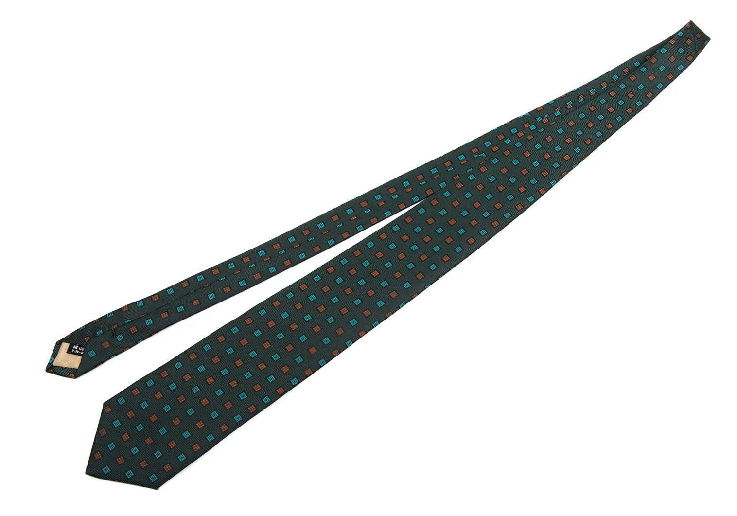Dior Square Jacquard Silk Tie in Green and Orange Size ONE SIZE - 2 Thumbnail
