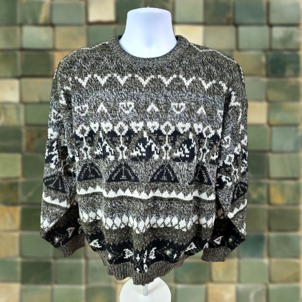 Vintage VINTAGE City Streets Sweater Fair Isle Pullover Men's Large L VTG 80s 90s S6C Size US L / EU 52-54 / 3 - 1 Thumbnail