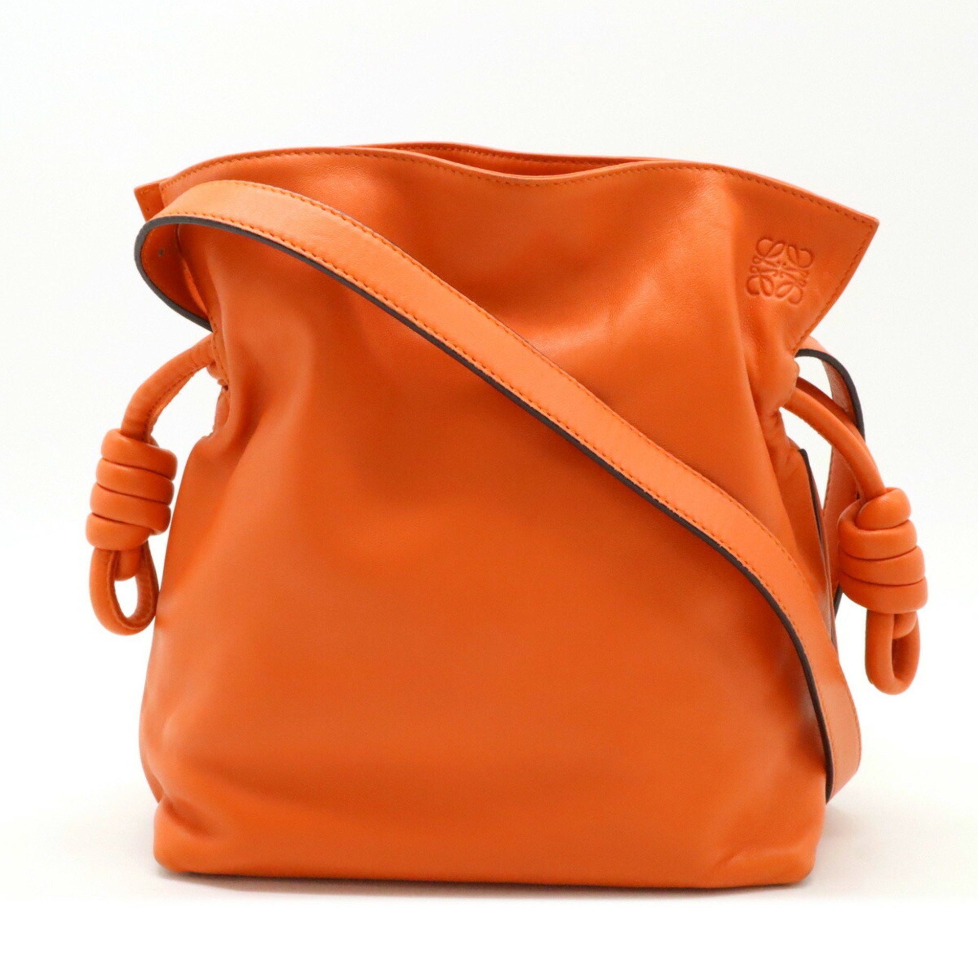 Loewe Flamenco Knot Flamenco Knot Shoulder Bag Leather Orange, Women's
