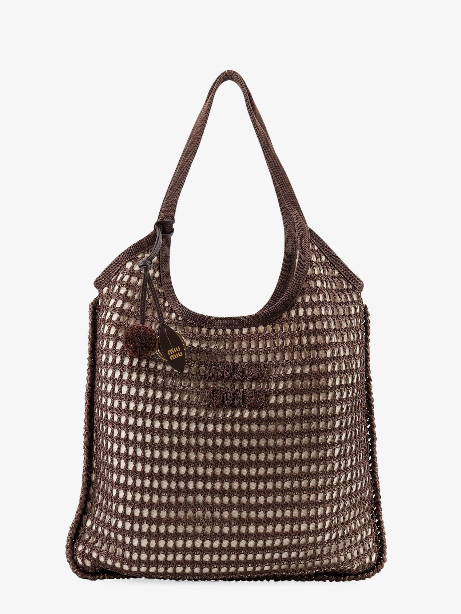 Miu Miu Crochet Mesh Shopping Bag With Tone-On-Tone Logo On The Front Size ONE SIZE - 1 Thumbnail