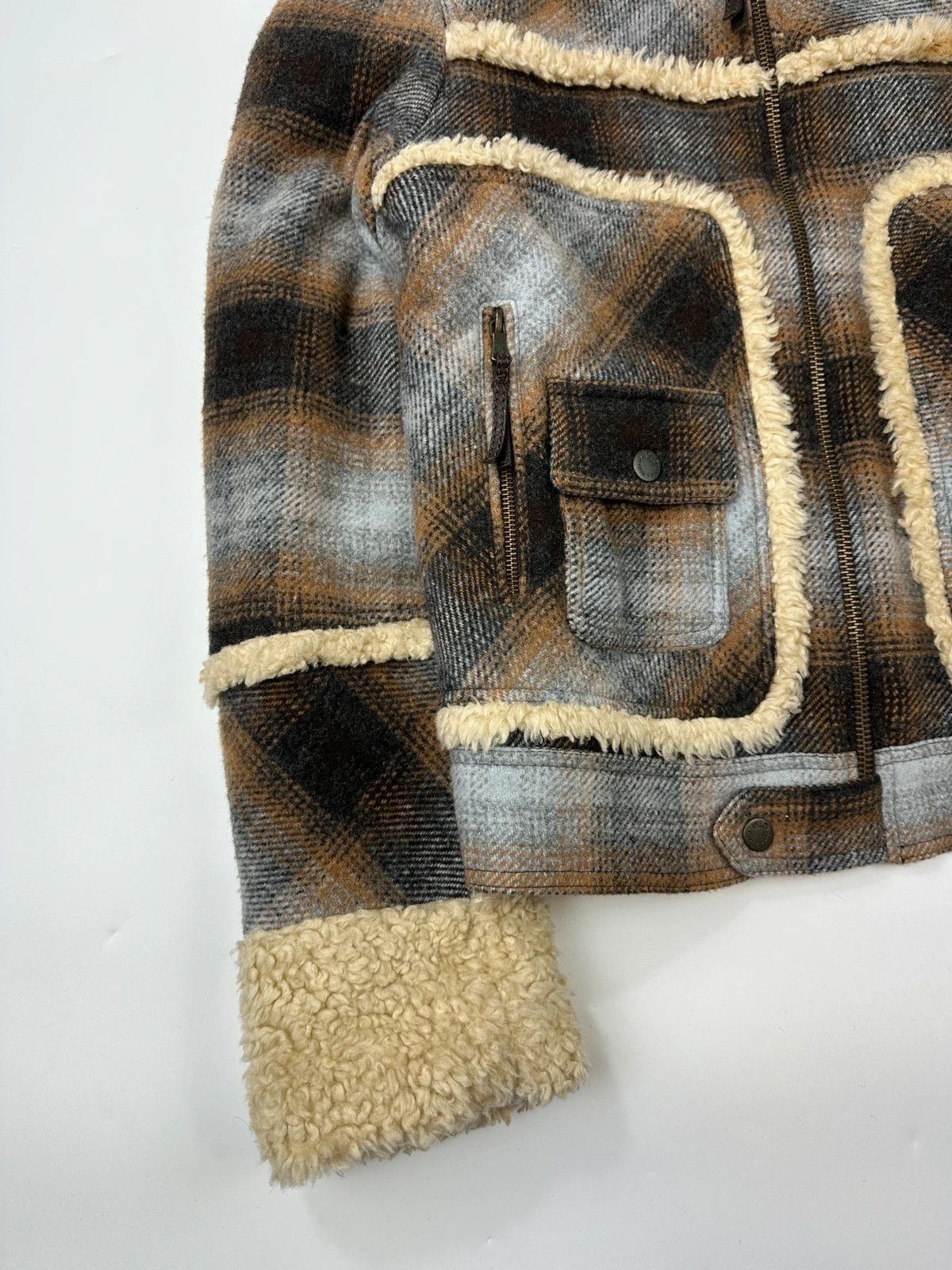Dolce & Gabbana Dolce Gabbana Wool Brown Checkered Sherling Aviator Jacket Size US M / EU 48-50 / 2 - 9 Thumbnail