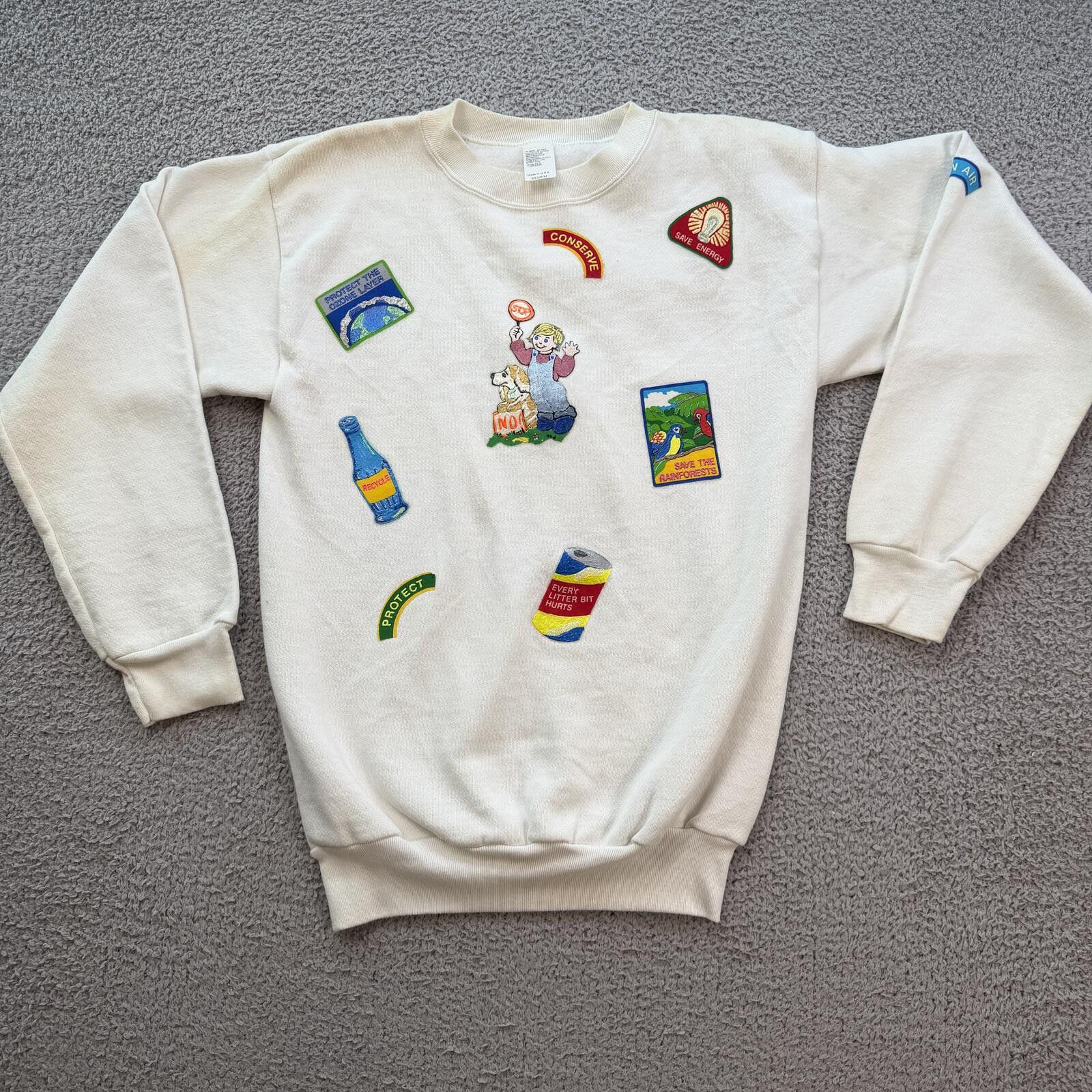Other Vintage 90s Earth Day Environmentalist Sweatshirt Eco Patch Size US M / EU 48-50 / 2 - 1 Thumbnail