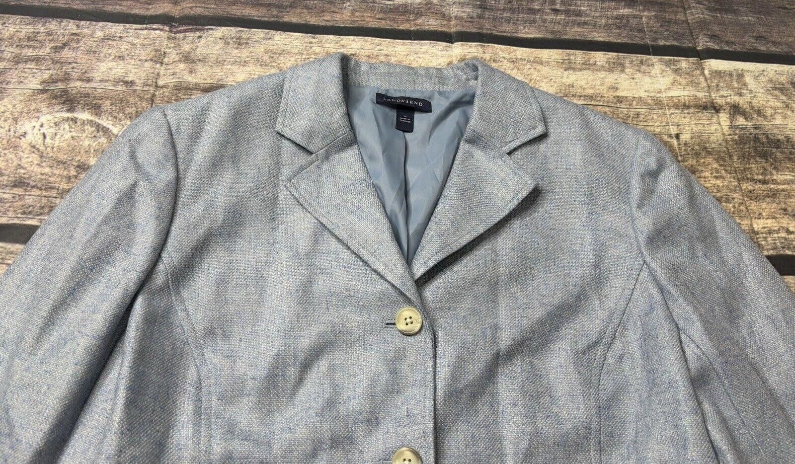 Lands' End Lands End Blazer Jacket Women's Size 14 Silk Linen Wool Blue Size XL / US 12-14 / IT 48-50 - 5 Thumbnail