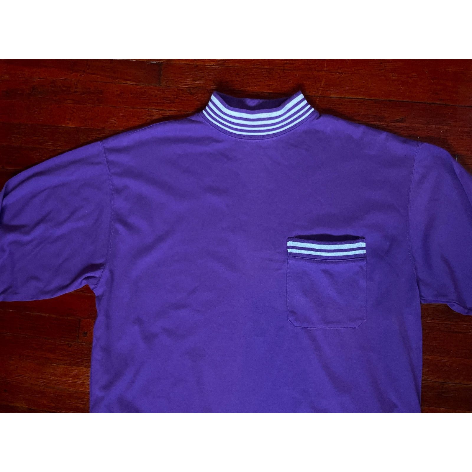 Vintage Vintage 80’s Downing & Dunn Purple White Striped Shirt Med Size M / US 6-8 / IT 42-44 - 3 Thumbnail