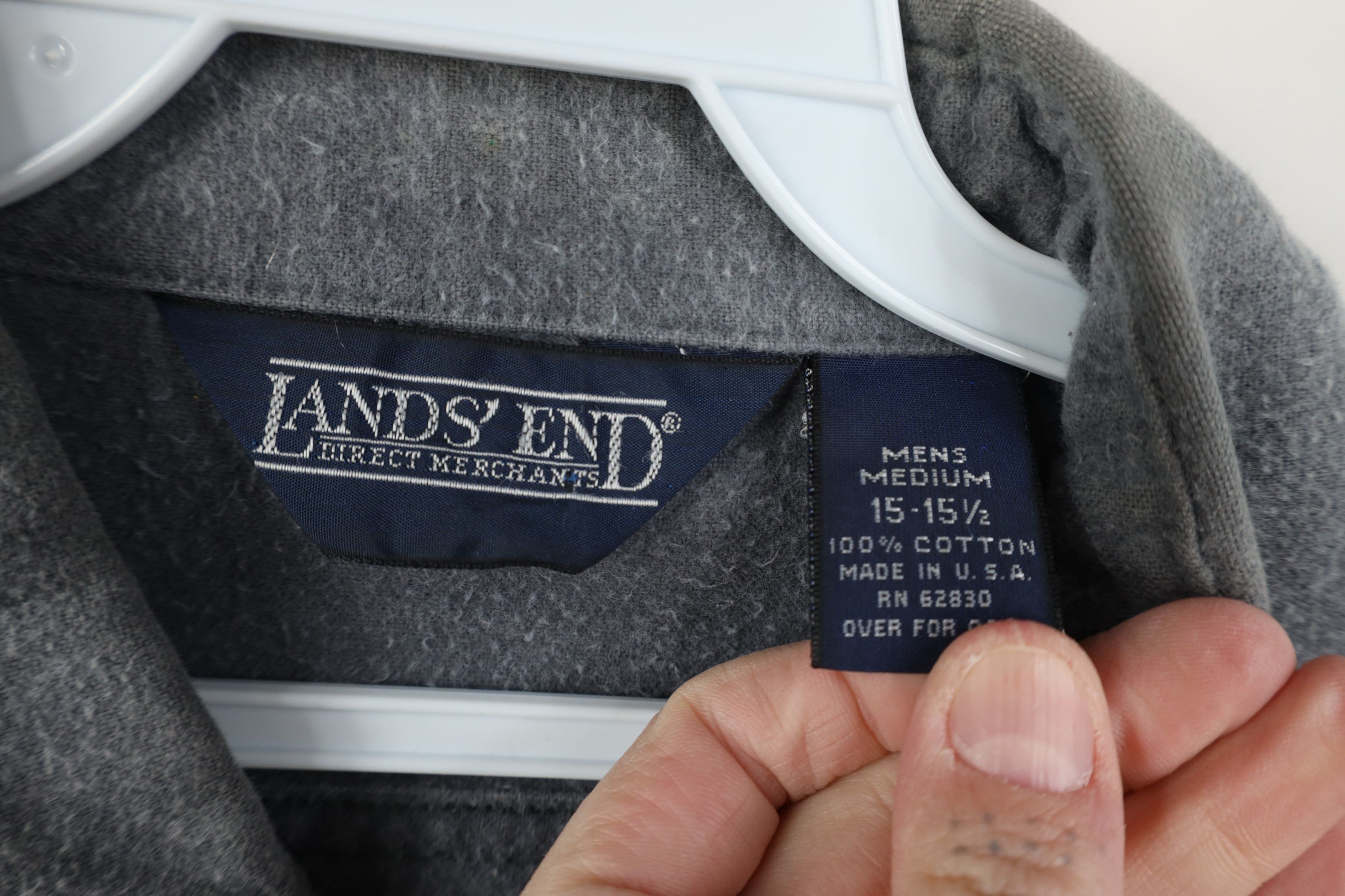 Lands' End Vintage 90s Lands End Chamois Cloth Button Shirt Gray USA Size US M / EU 48-50 / 2 - 5 Thumbnail