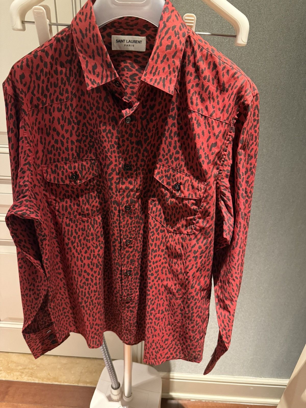 Saint Laurent Paris Leopard print western shirt collar size40 Size US M / EU 48-50 / 2 - 2 Thumbnail