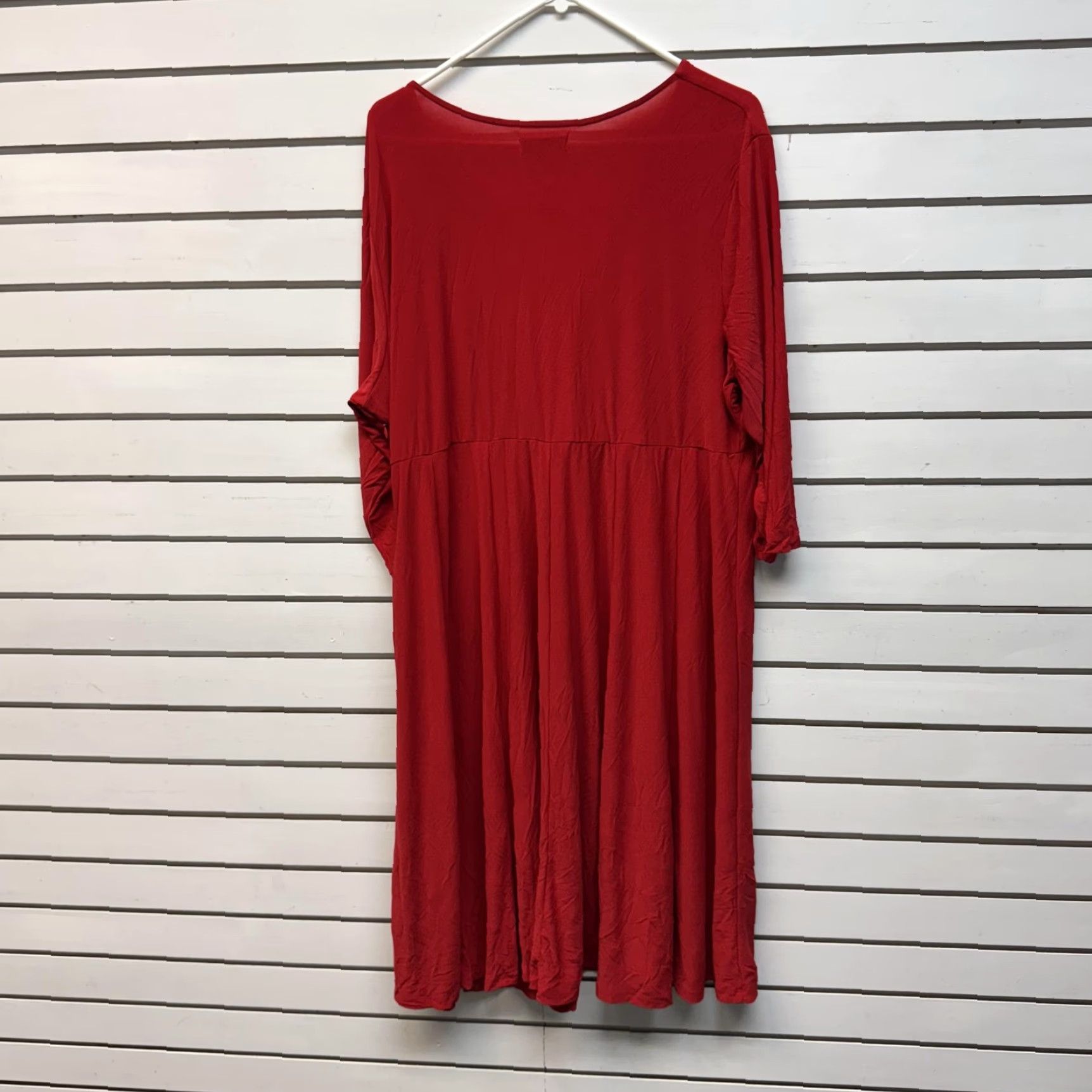 Vintage Jessica London Dress Womens 18 Red Midi Surplice Stretch V Neck Boho Chic Fall Size XXL / US 16-18 / IT 52-54 - 2 Thumbnail