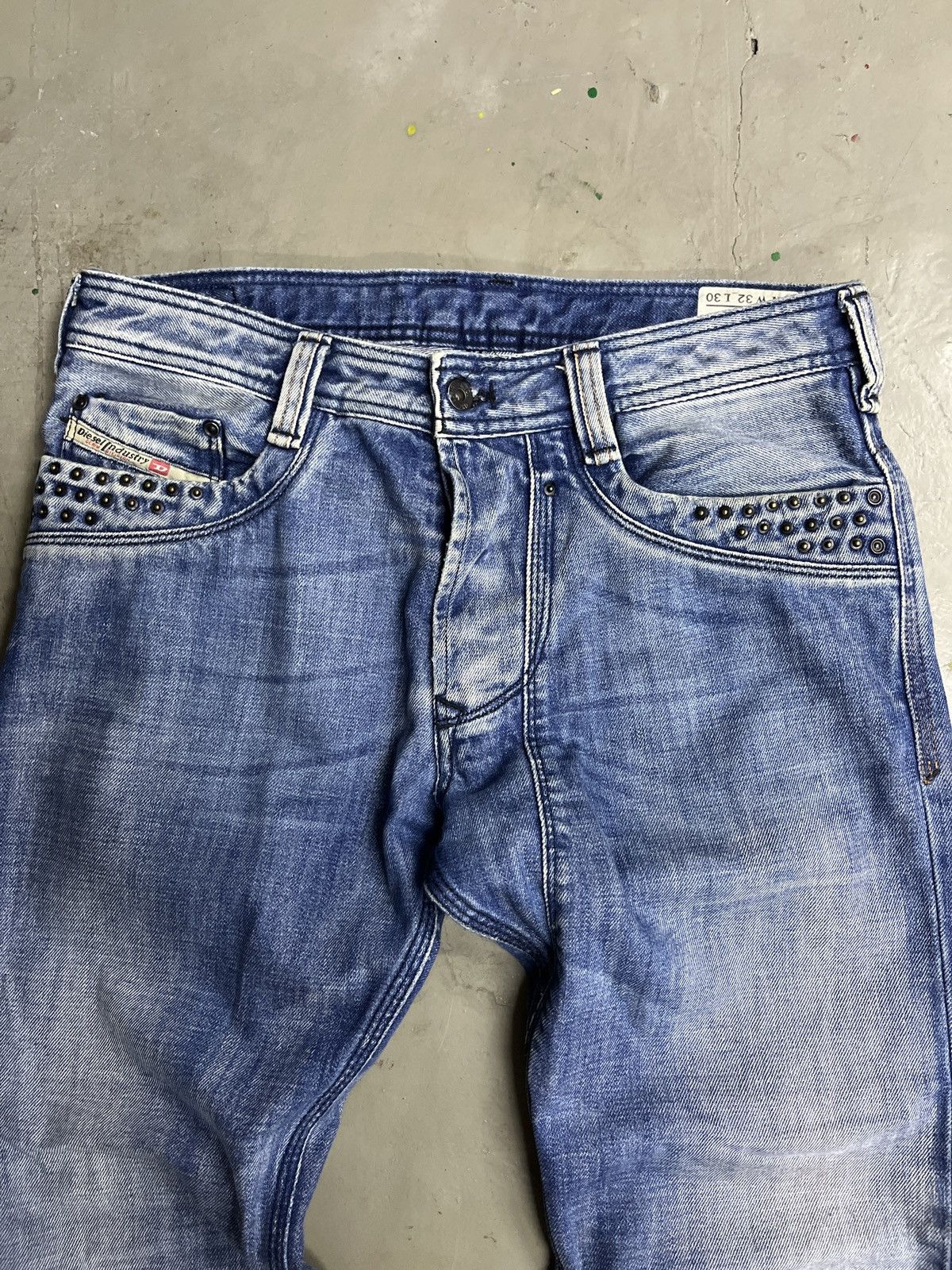 Diesel 2000s Diesel Punk Studded Washed Selvedge Denim Timmen Jeans Size US 32 / EU 48 - 8 Thumbnail