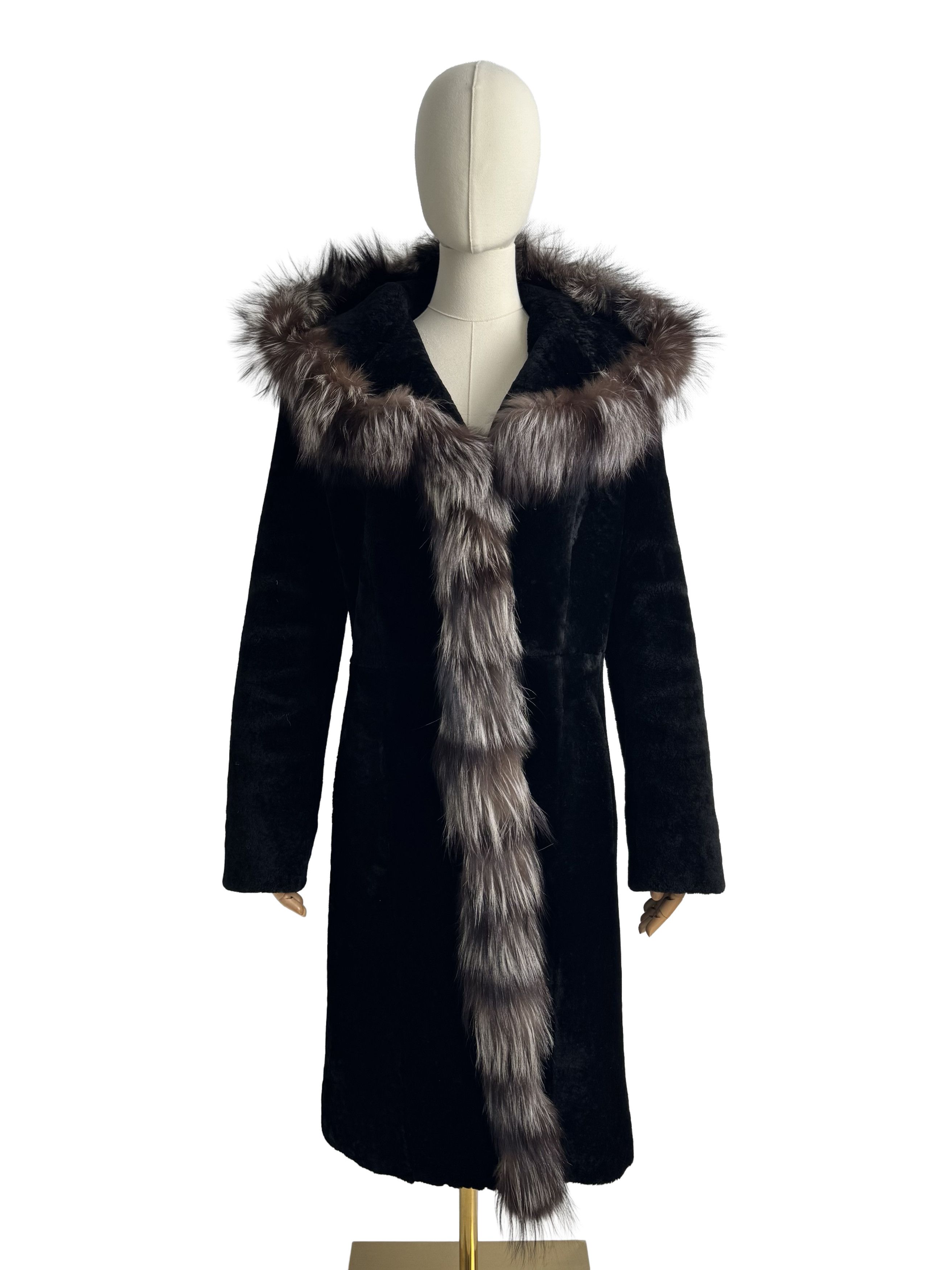 Vintage Vintage Real Lambskin Hooded Coat Size L / US 10 / IT 46 - 2 Thumbnail