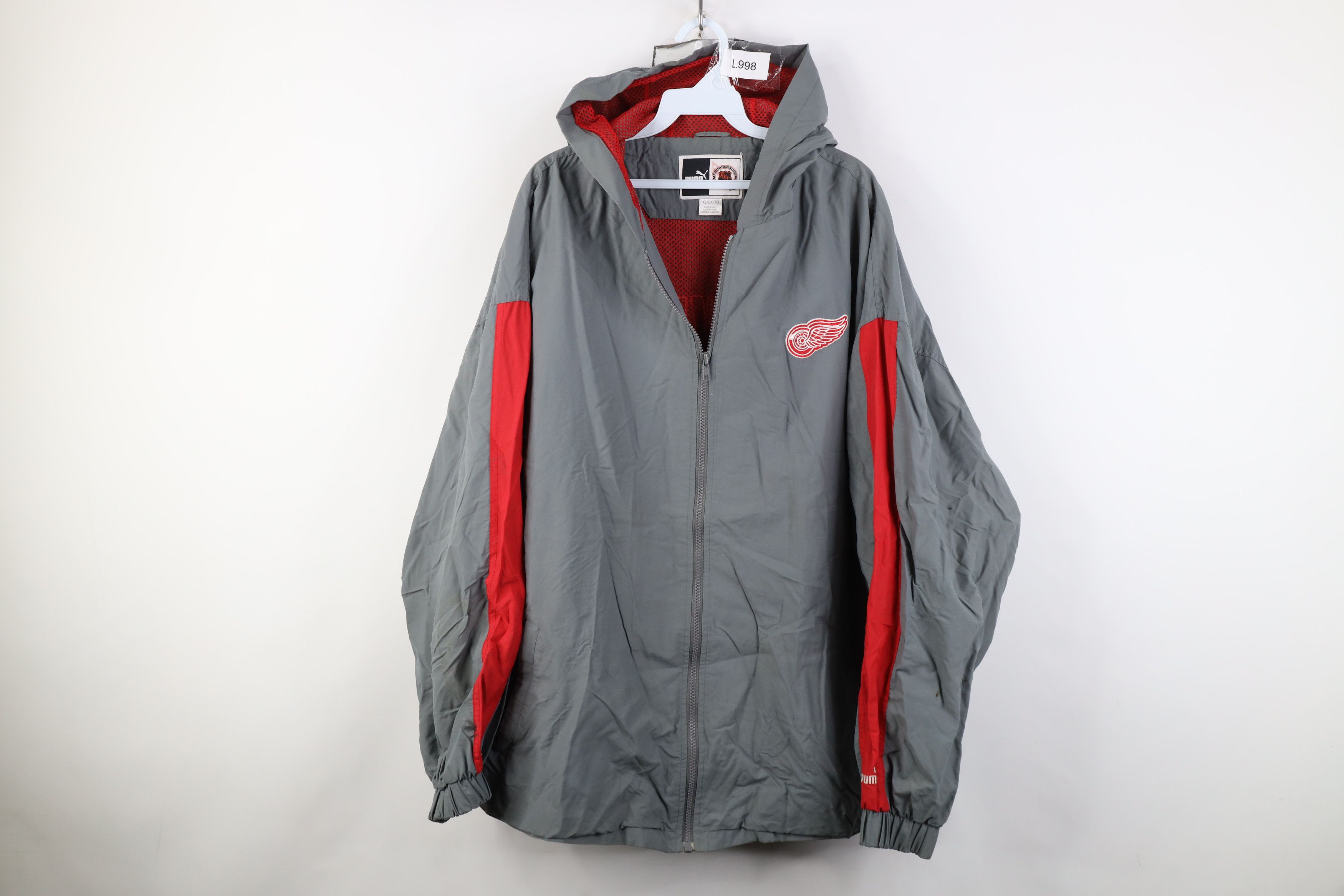 Puma Vintage 90s Puma Red Wings Hockey Hooded Windbreaker Jacket Size US XL / EU 56 / 4 - 1 Thumbnail