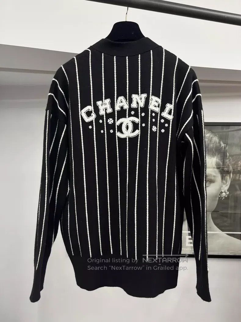 Chanel Chanel 23P black striped cashmere cardigan jacket Size S / US 4 / IT 40 - 3 Thumbnail