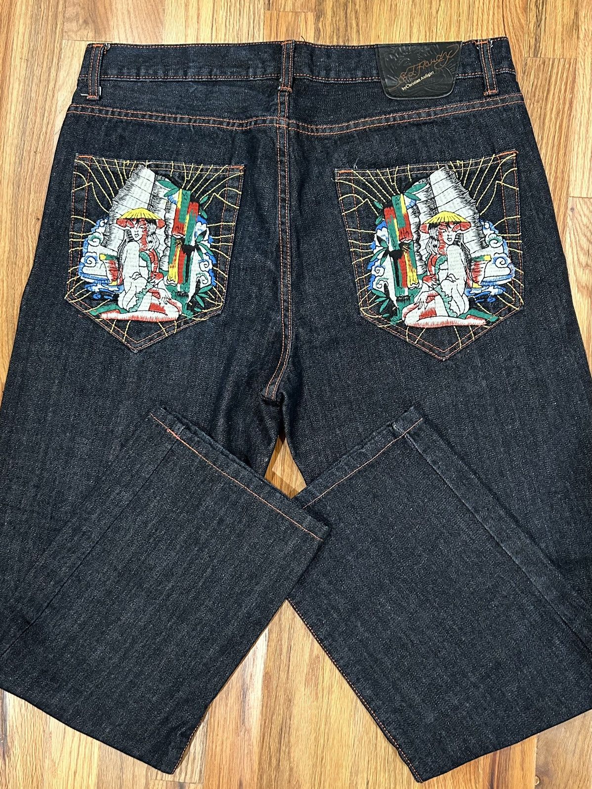 Ed Hardy RARE Ed Hardy Embroidered Geisha Raw Denim Size US 36 / EU 52 - 4 Thumbnail