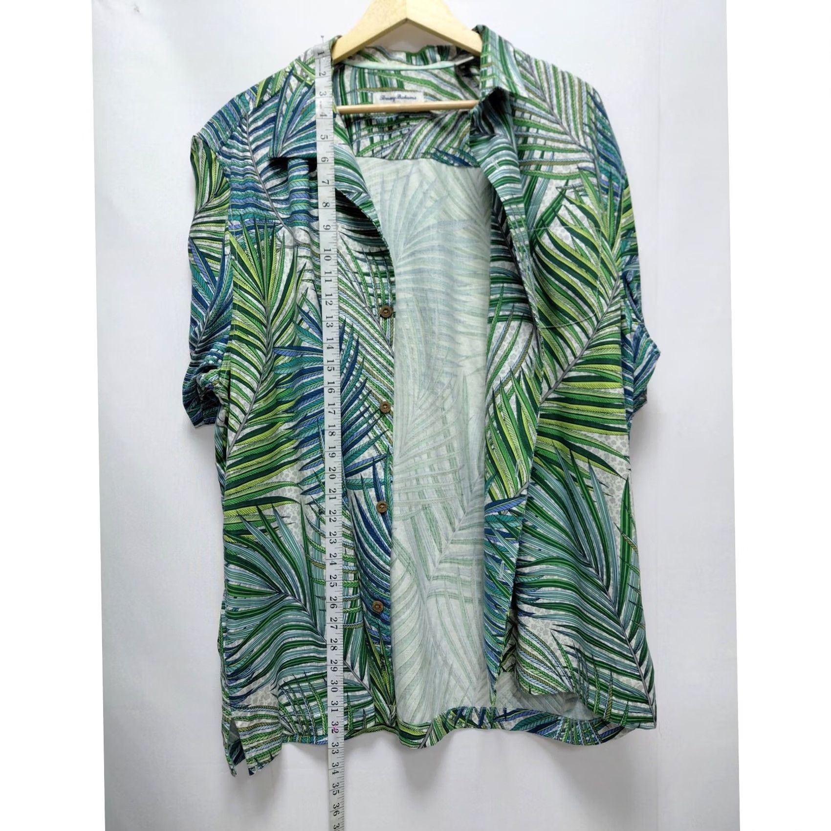 Tommy Bahama Tommy Bahama Shirt Green Blue Palm Print Silk Blend Men Size XL Size US XL / EU 56 / 4 - 6 Thumbnail