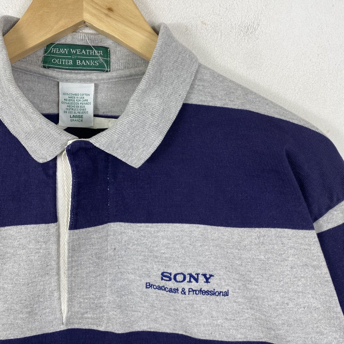 Vintage Vtg 90s Sony Broadcast Tech Rugby Shirt Striped L USA Made Size US L / EU 52-54 / 3 - 4 Thumbnail