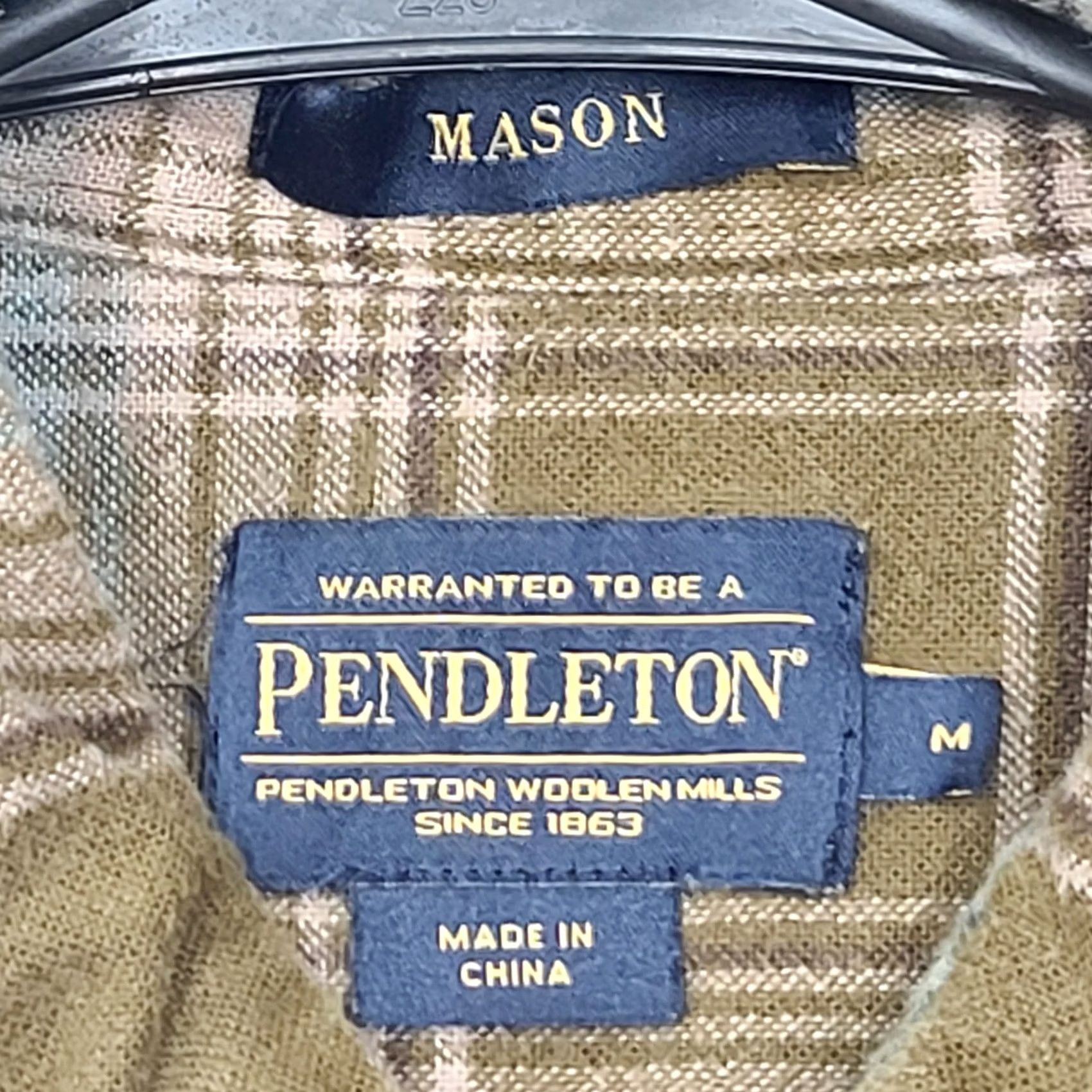 Pendleton Pendleton Mason Cotton Flannel Shirt Plaid Olive Blue Tan Button-Down Mens M Size US M / EU 48-50 / 2 - 3 Thumbnail