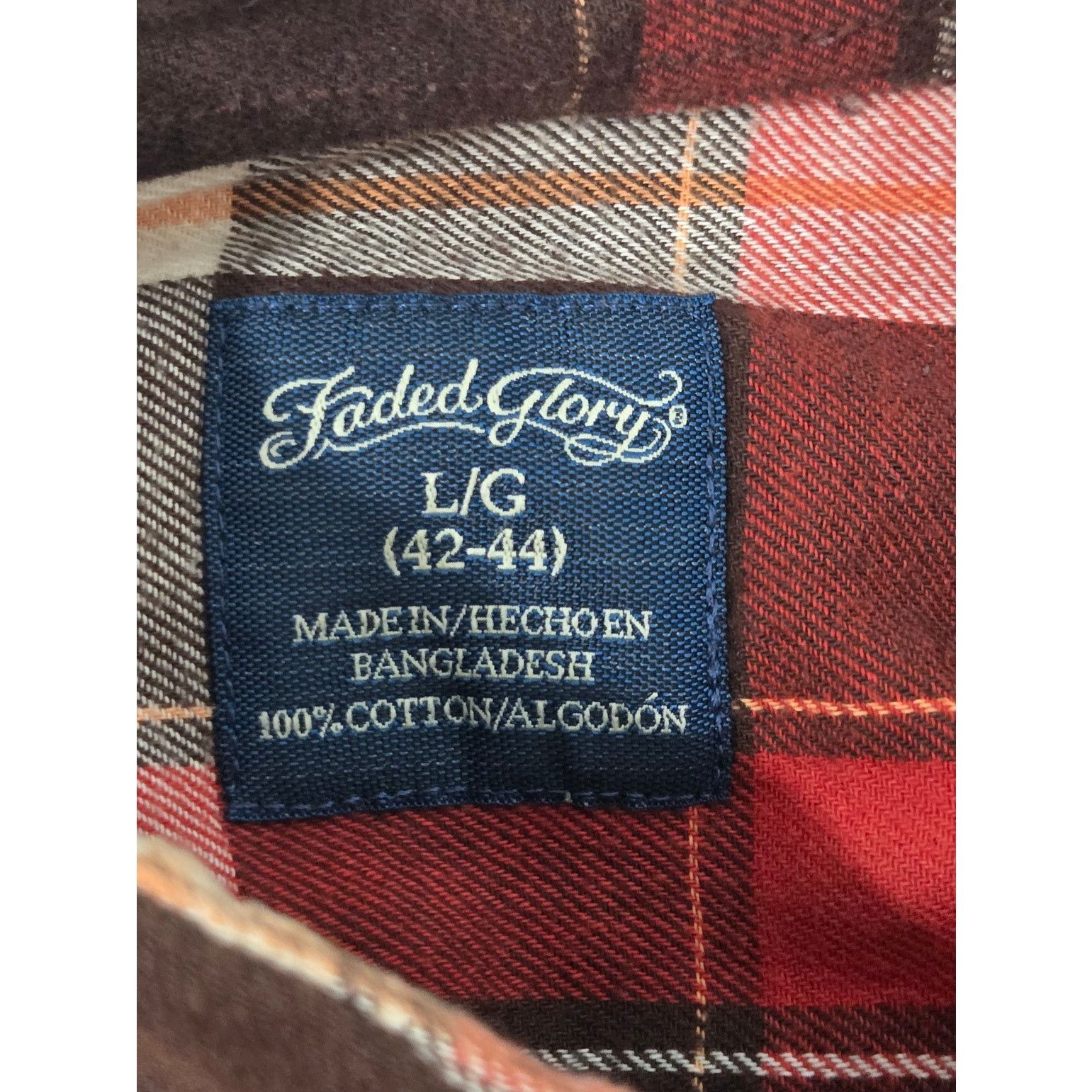 Faded Glory Faded Glory Orange Brown Plaid Flannel Button Shirt Large Size US L / EU 52-54 / 3 - 3 Thumbnail