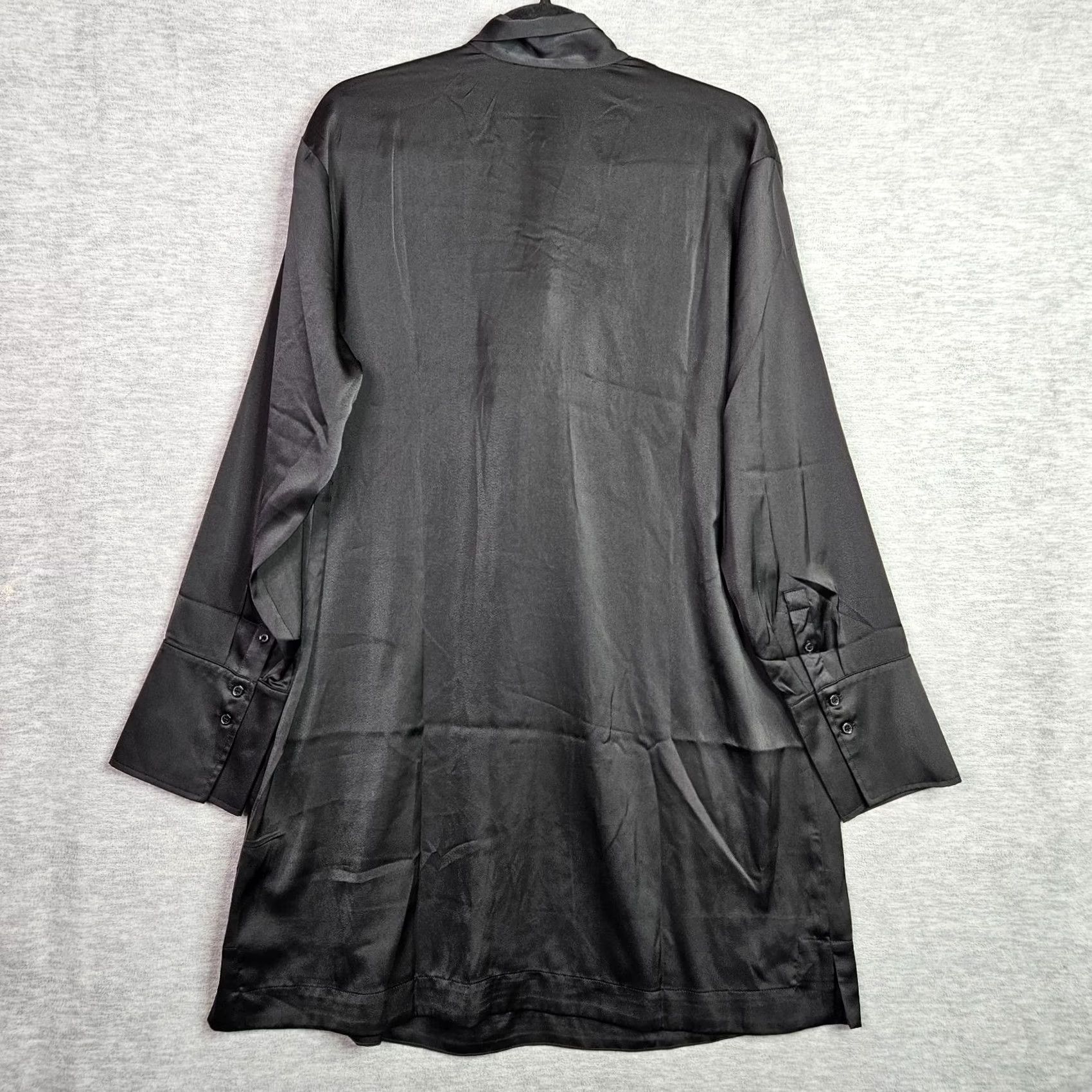 H&M H&M Black Satin Tie Neck Shift Dress Long Sleeve Women M NEW Satin Tie Neck Shift Dress Size M / US 6-8 / IT 42-44 - 2 Thumbnail