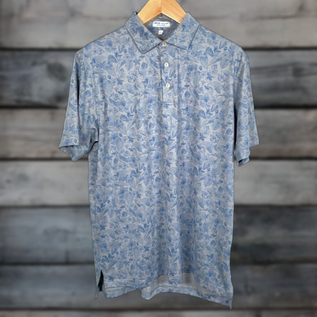 Peter Millar Peter Millar Summer Comfort Polo Shirt Men's Large Gray Blue Floral Pattern Size US L / EU 52-54 / 3 - 1 Thumbnail