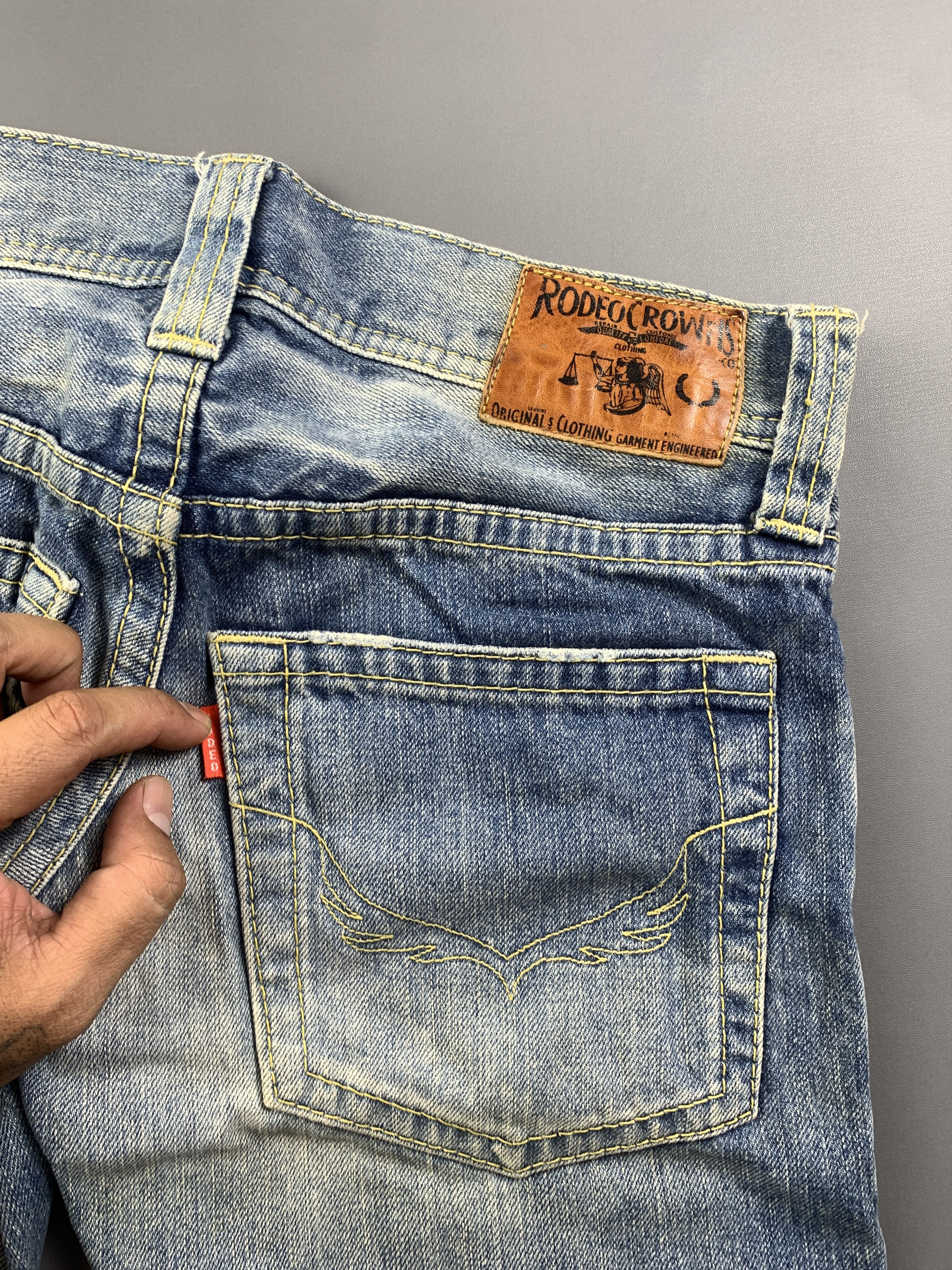 Japanese Brand Rodeo Crowns Washed Blue Lowrise Engineered Jeans (31) Size 31" - 8 Thumbnail