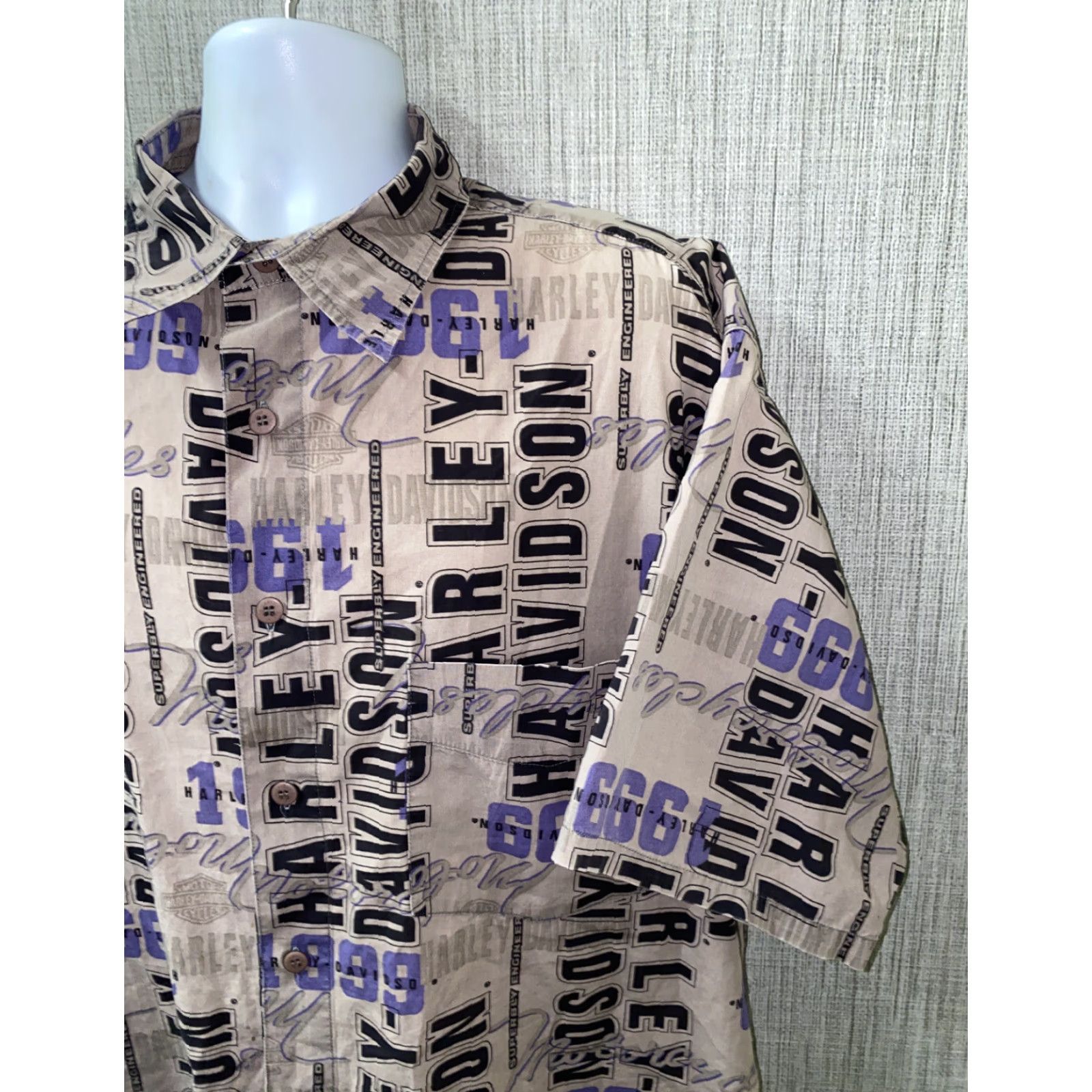 Harley Davidson Harley-Davidson Mens Gray Short Sleeve Button-Up Shirt XL Casual Cotton Size US XL / EU 56 / 4 - 2 Thumbnail