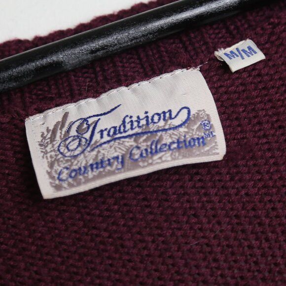 Vintage Vintage Tradition Cable Knit Sweater Vest Deep Burgundy/Wine Size M / US 6-8 / IT 42-44 - 3 Thumbnail