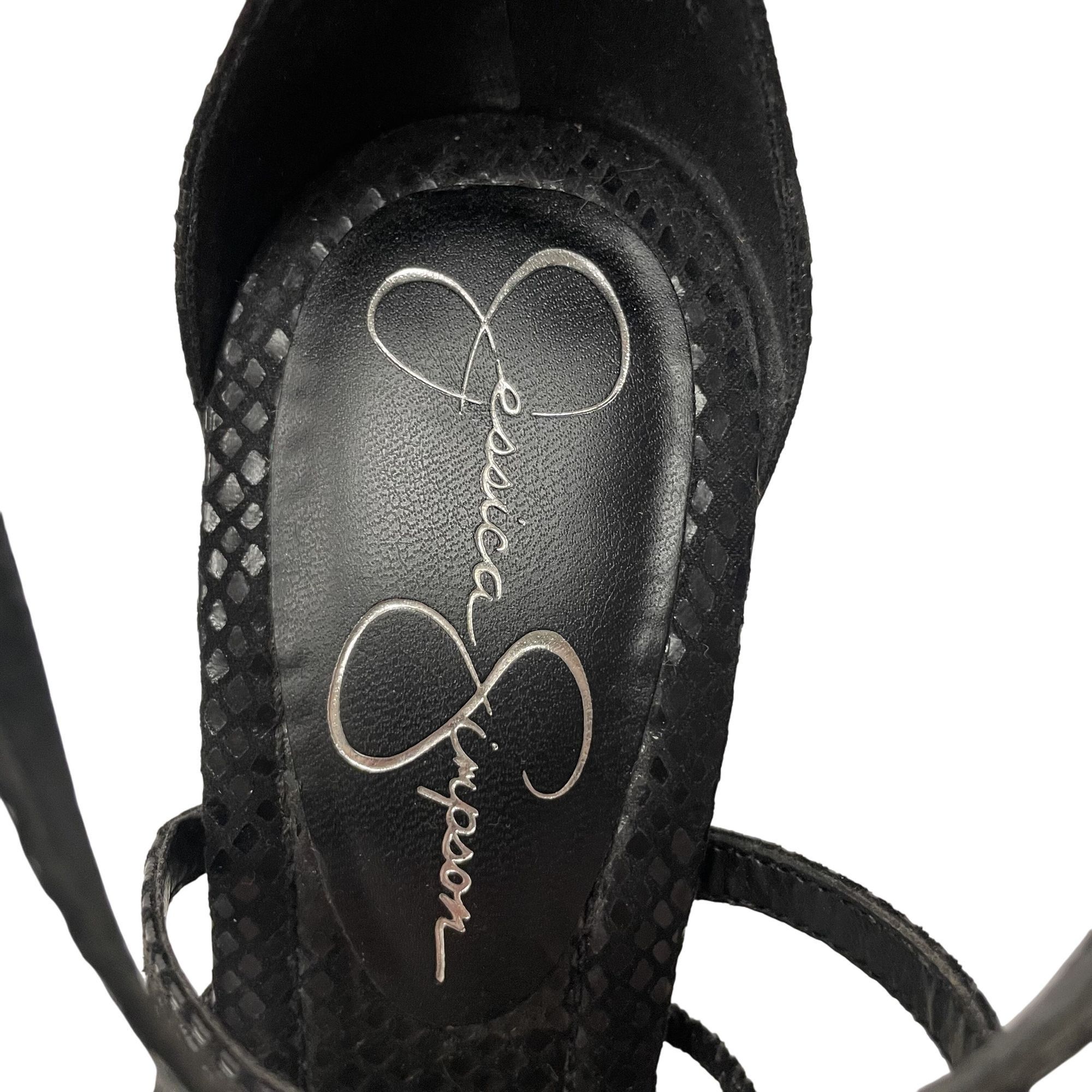 Jessica Simpson Jessica Simpson Zelta Snakeskin Print STRAPPY Open Toe Heels Size US 7 / IT 37 - 6 Thumbnail
