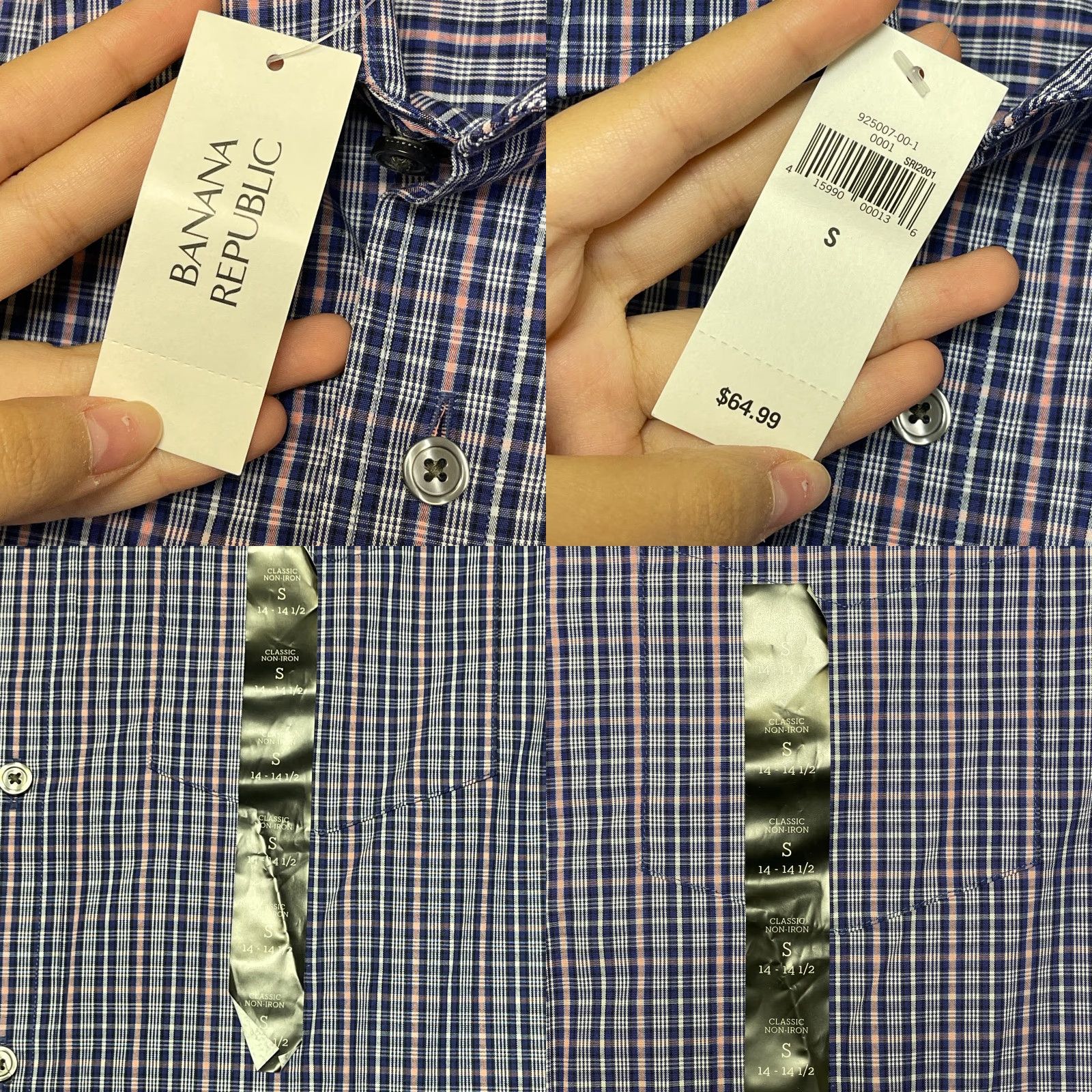 Banana Republic Banana Republic Dress Shirt Mens Small 14-14.5 Multi Plaid Non Iron Classic Fit Shirt Size 36R - 8 Thumbnail
