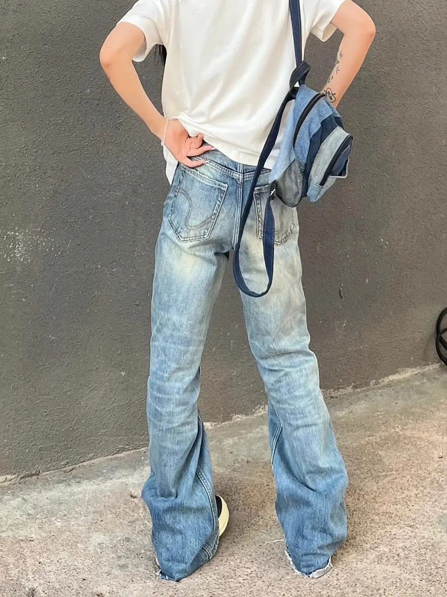 Japanese Brand Retro loose ripped micro flared jeans Size US 32 / EU 48 - 5 Thumbnail